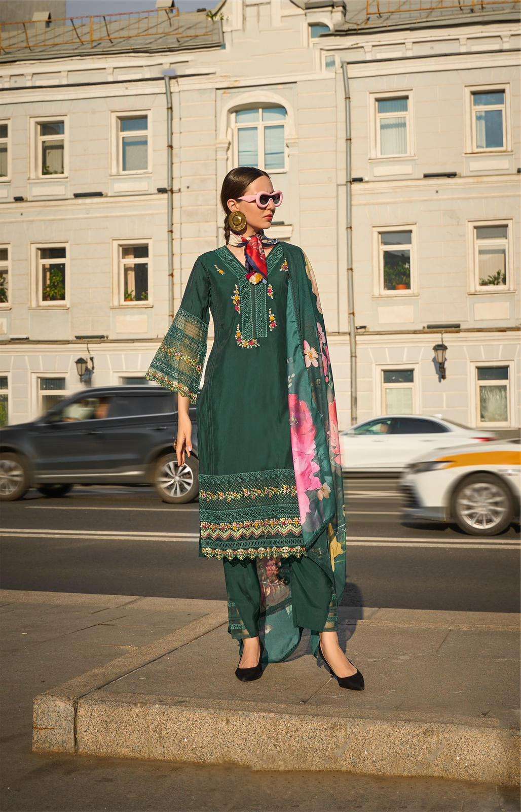 BH-7006 KL PURE VISCOSE DESIGNER FANCY THREAD KURTI PANT WITH DUPATTA 