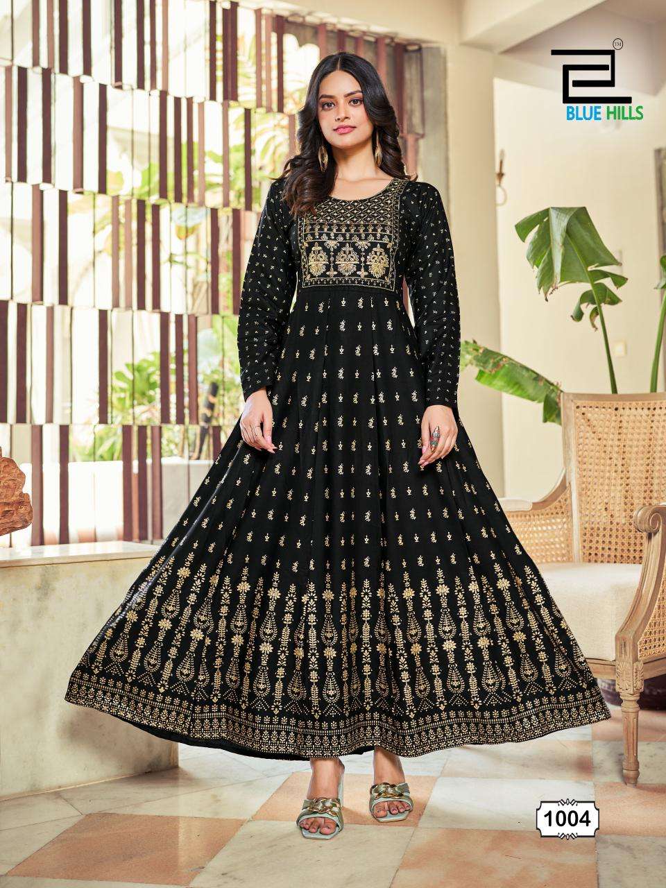 BLUE HILLS PRESENTS INAYA ANARKALI GOWN WITH CLASSIC NECK EMBROIDERY WORK 