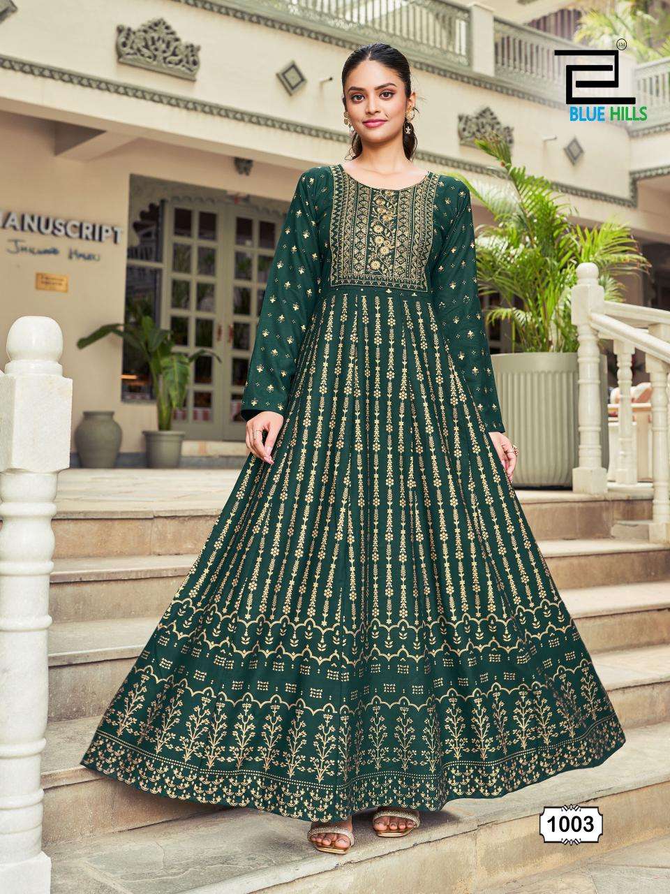 BLUE HILLS PRESENTS INAYA ANARKALI GOWN WITH CLASSIC NECK EMBROIDERY WORK 