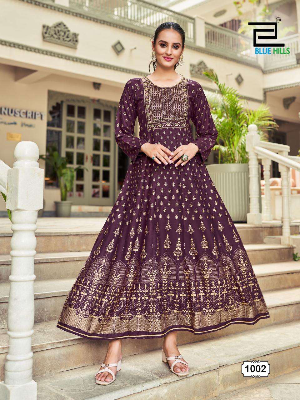 BLUE HILLS PRESENTS INAYA ANARKALI GOWN WITH CLASSIC NECK EMBROIDERY WORK 