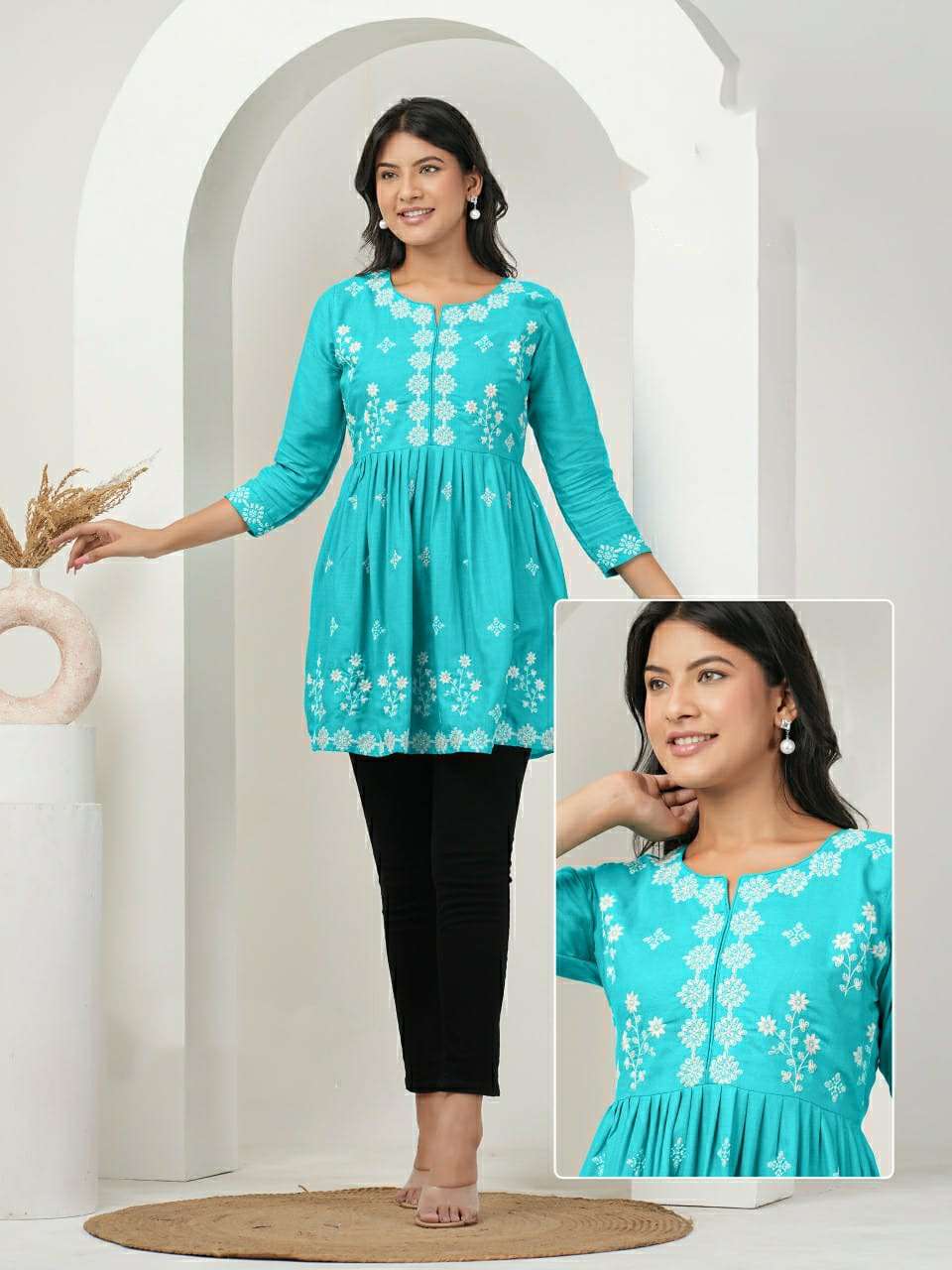BN-04 KK RAYON WORK BEAUTIFUL SHORT TUNICS 