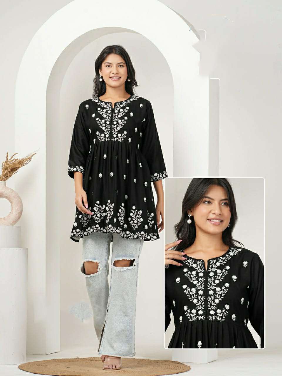 BN-05 KK RAYON WORK BEAUTIFUL SHORT TUNICS 