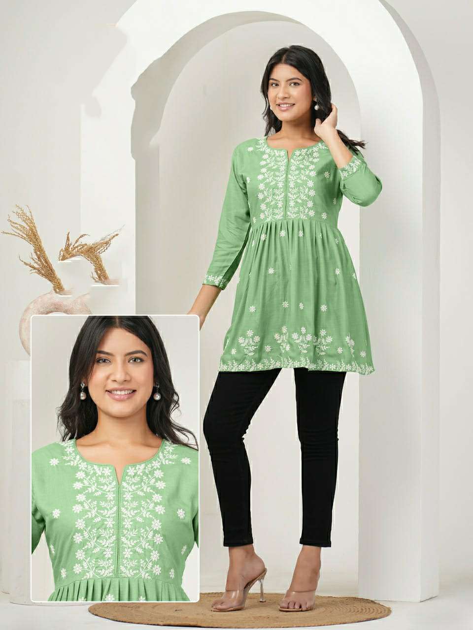 BN-06 KK RAYON WORK BEAUTIFUL SHORT TUNICS 