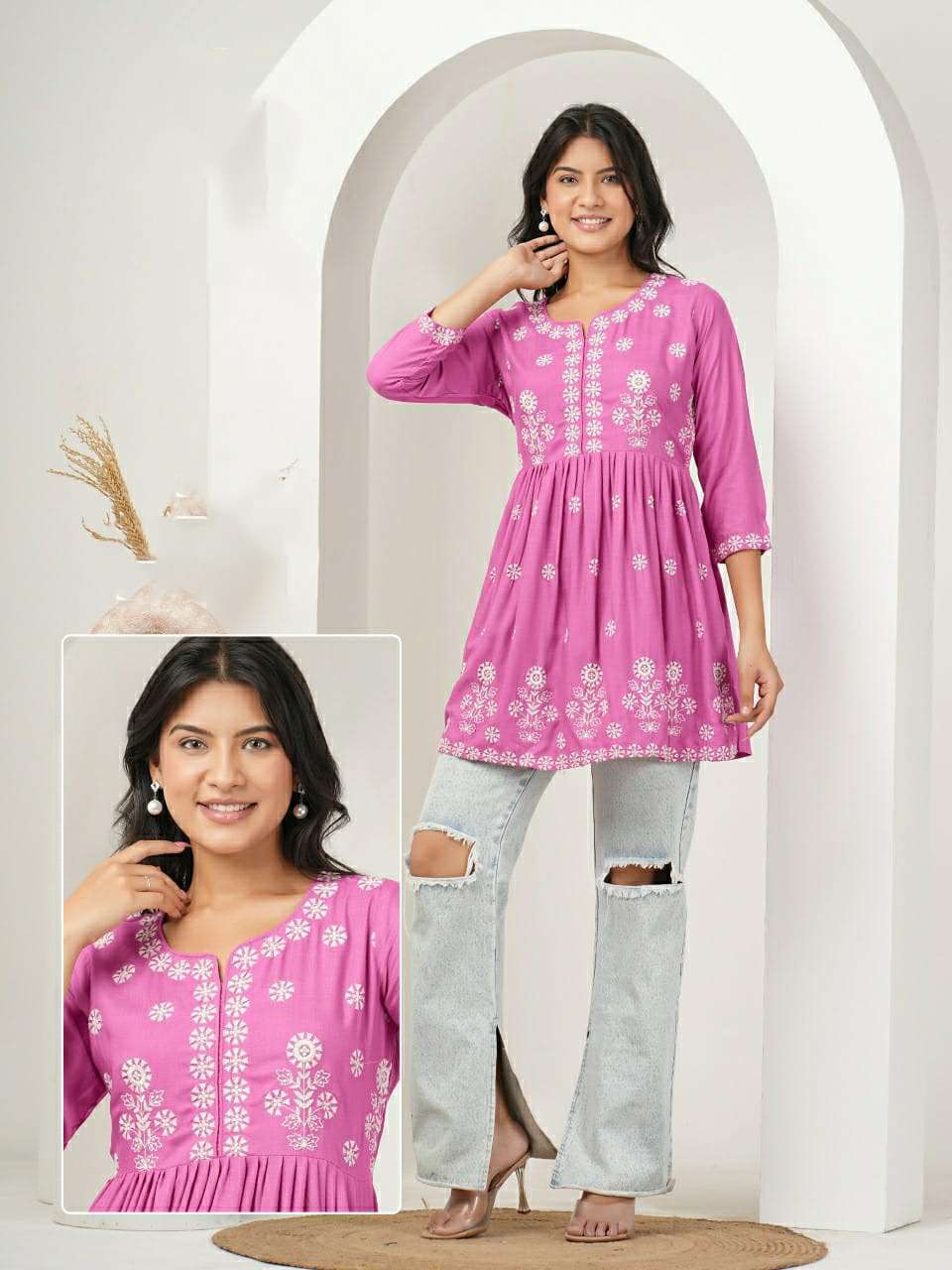 BN-07 KK RAYON WORK BEAUTIFUL SHORT TUNICS 