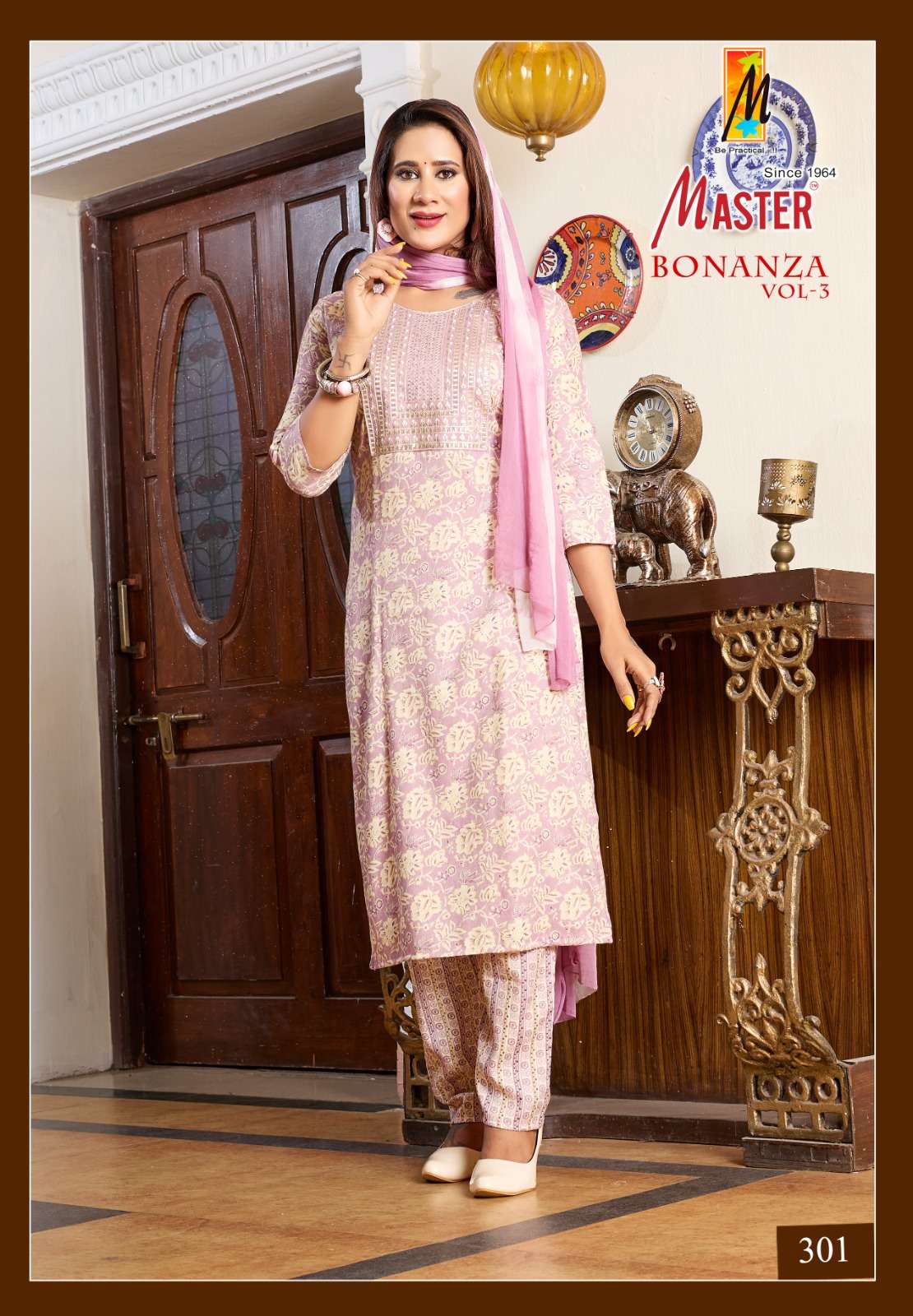 BONANZA VOL-3 BY MASTER STRAIGHT CUT PRINTED KURTI PANT WITH DUPATTA 