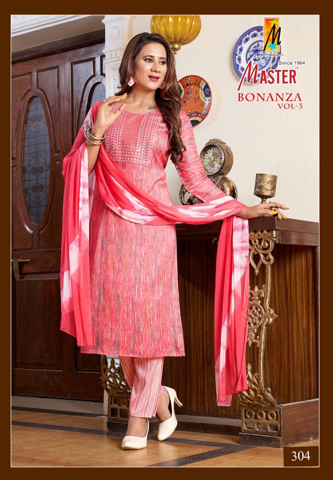 BONANZA VOL-3 BY MASTER STRAIGHT CUT PRINTED KURTI PANT WITH DUPATTA 