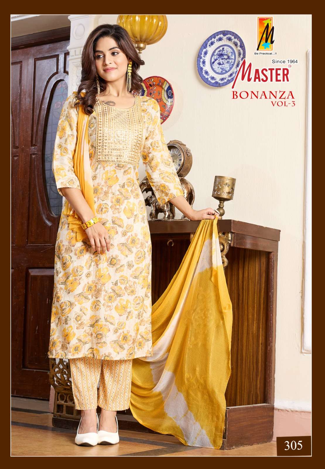BONANZA VOL-3 BY MASTER STRAIGHT CUT PRINTED KURTI PANT WITH DUPATTA 