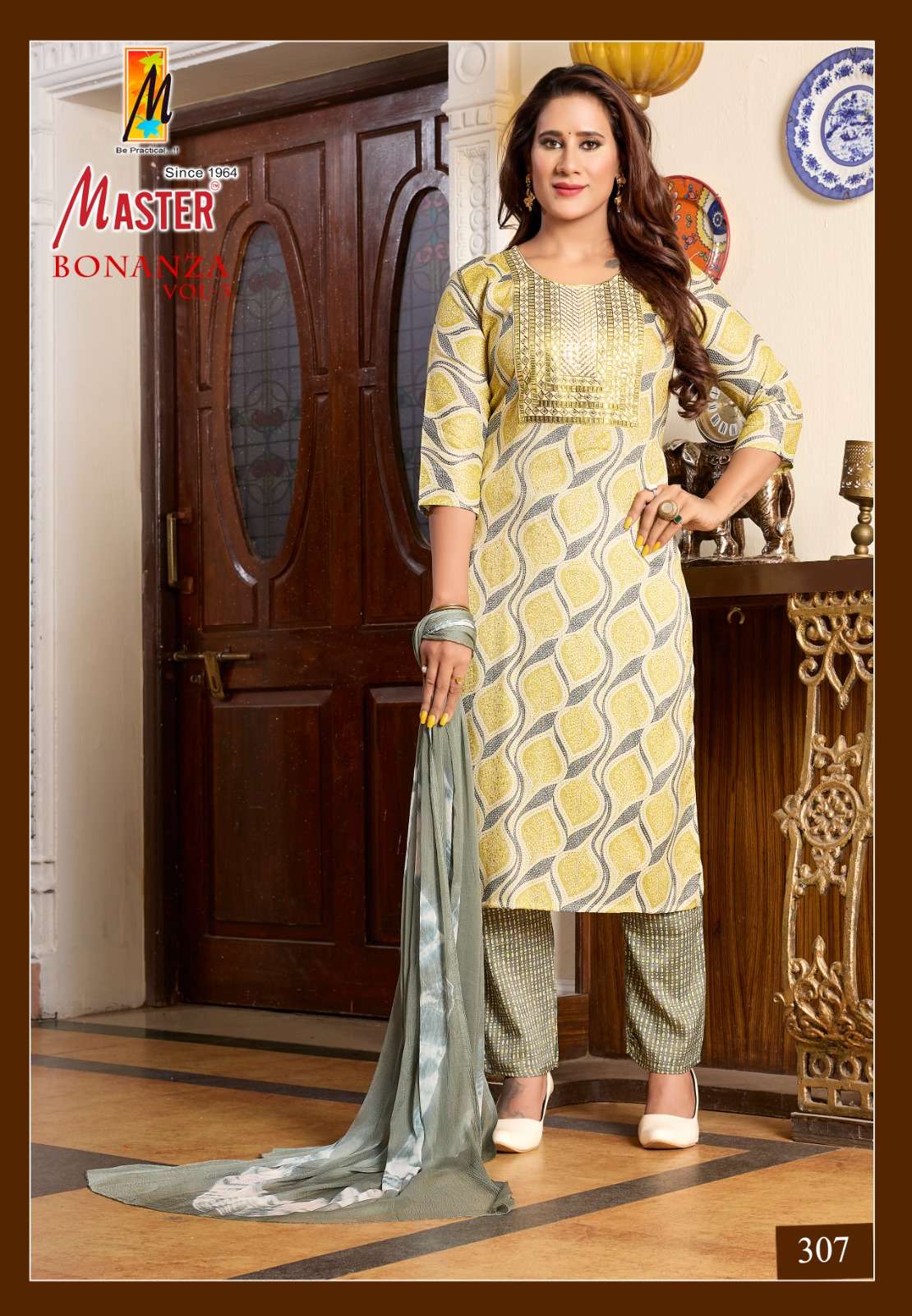 BONANZA VOL-3 BY MASTER STRAIGHT CUT PRINTED KURTI PANT WITH DUPATTA 