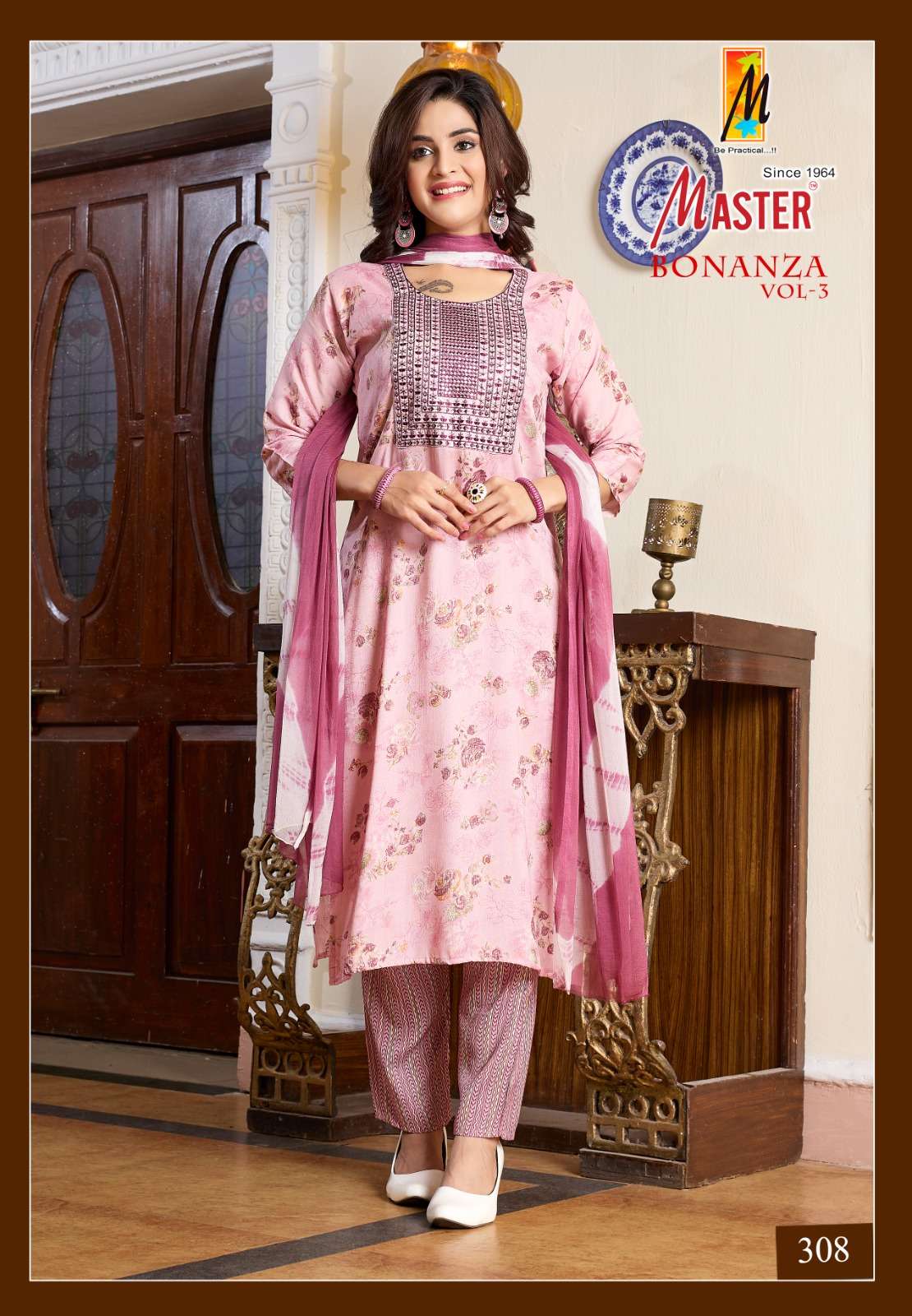 BONANZA VOL-3 BY MASTER STRAIGHT CUT PRINTED KURTI PANT WITH DUPATTA 