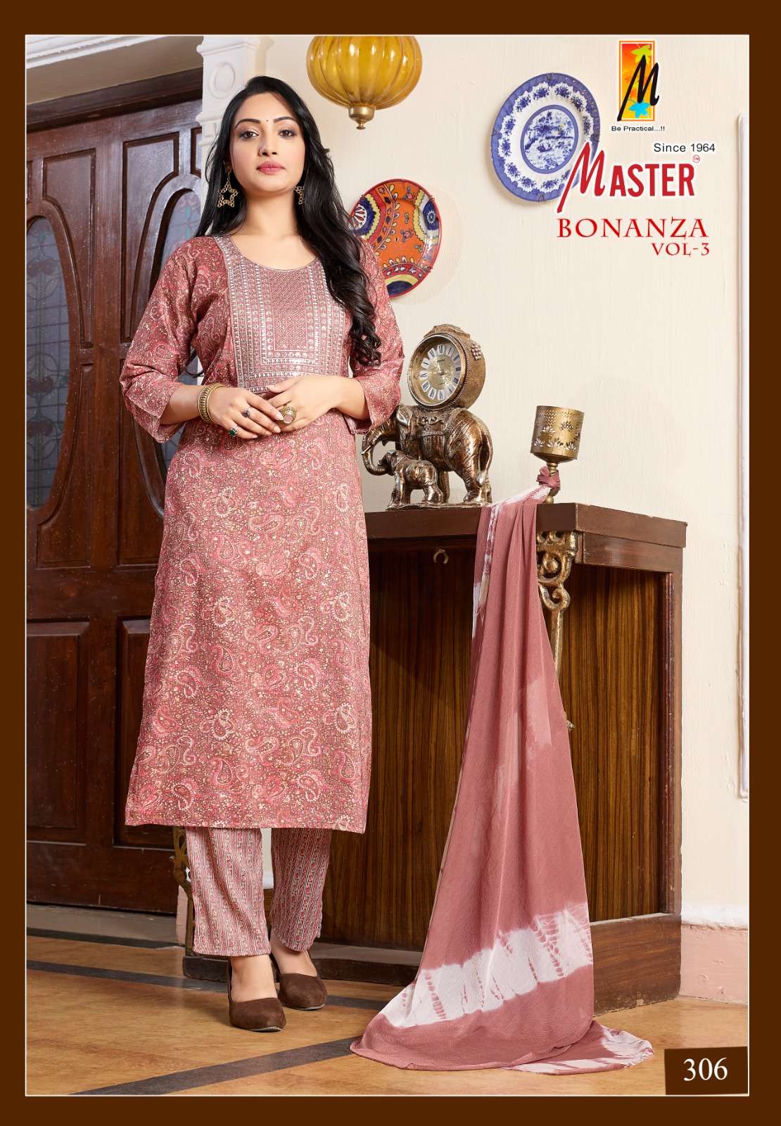 BONANZA VOL-3 BY MASTER STRAIGHT CUT PRINTED KURTI PANT WITH DUPATTA 