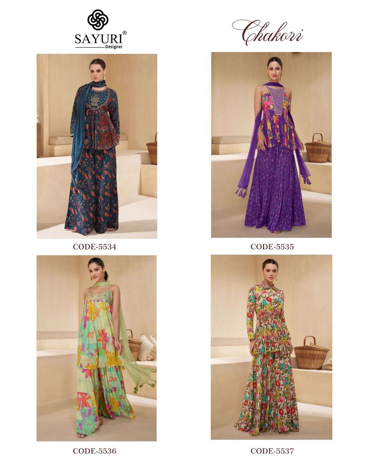 CHAKORI BY SAYURI DESIGNER REAL CHINON SILK EMBROIDERY WORK KURTI PLAZO WITH DUPATTA