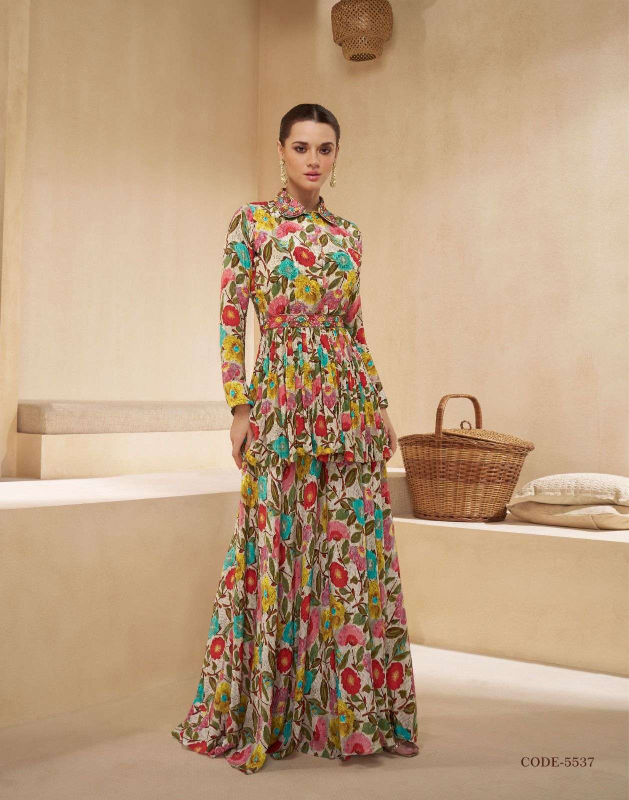 CHAKORI BY SAYURI DESIGNER REAL CHINON SILK EMBROIDERY WORK KURTI PLAZO WITH DUPATTA