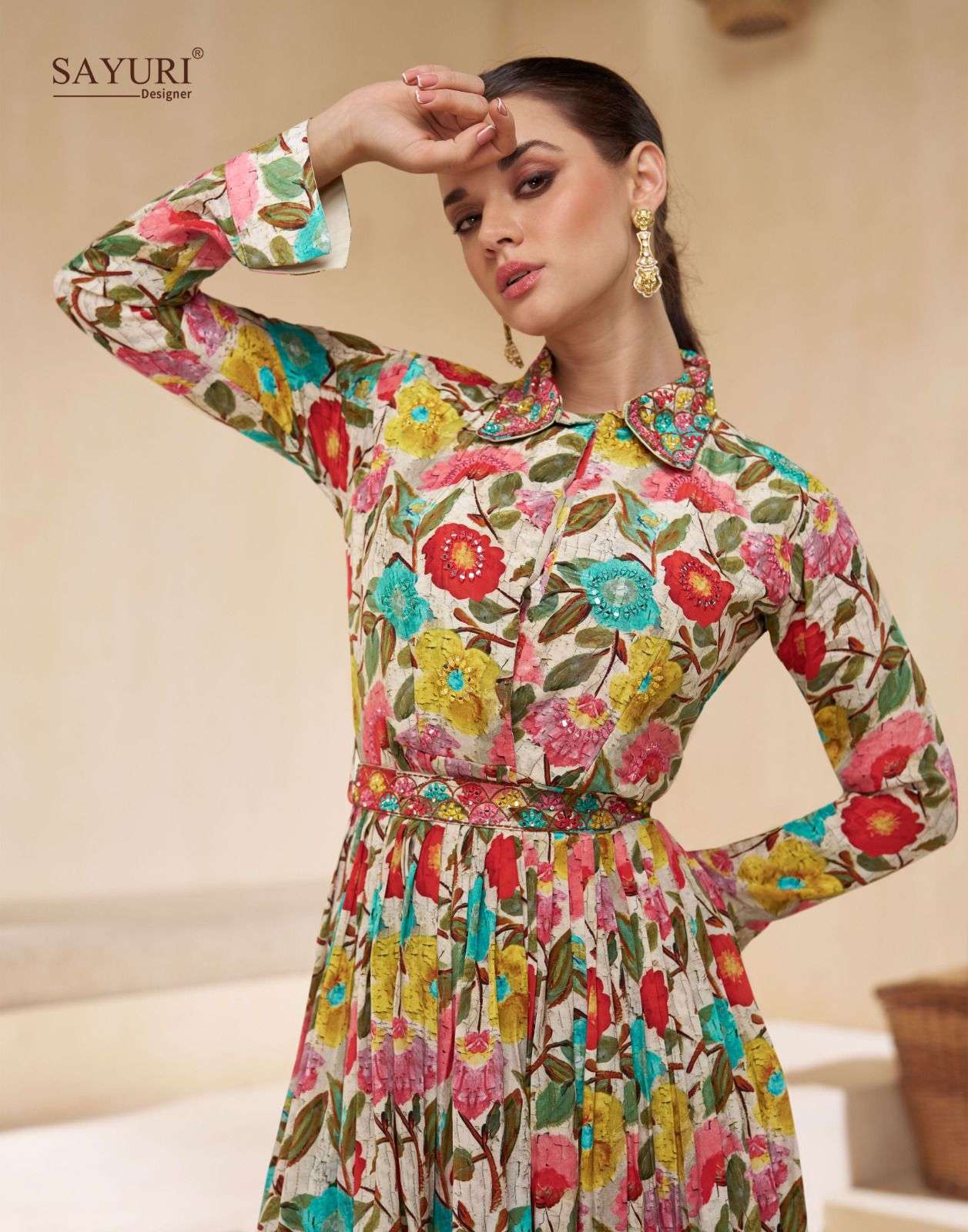 CHAKORI BY SAYURI DESIGNER REAL CHINON SILK EMBROIDERY WORK KURTI PLAZO WITH DUPATTA