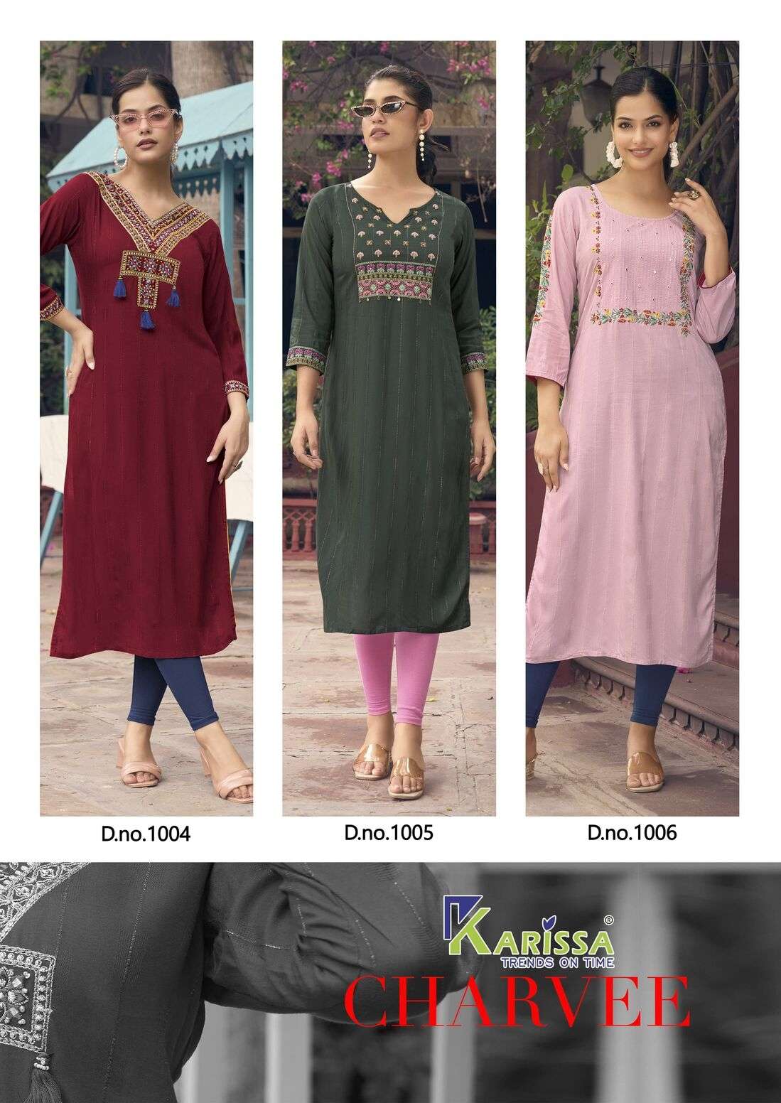 CHARVEE BY KARISSA HEAVY RAYON THREAD HANDWORK KURTI 