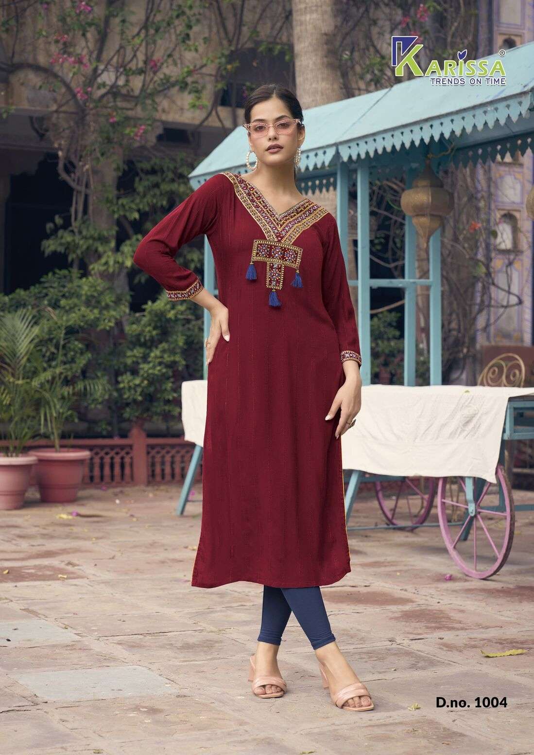 CHARVEE BY KARISSA HEAVY RAYON THREAD HANDWORK KURTI 