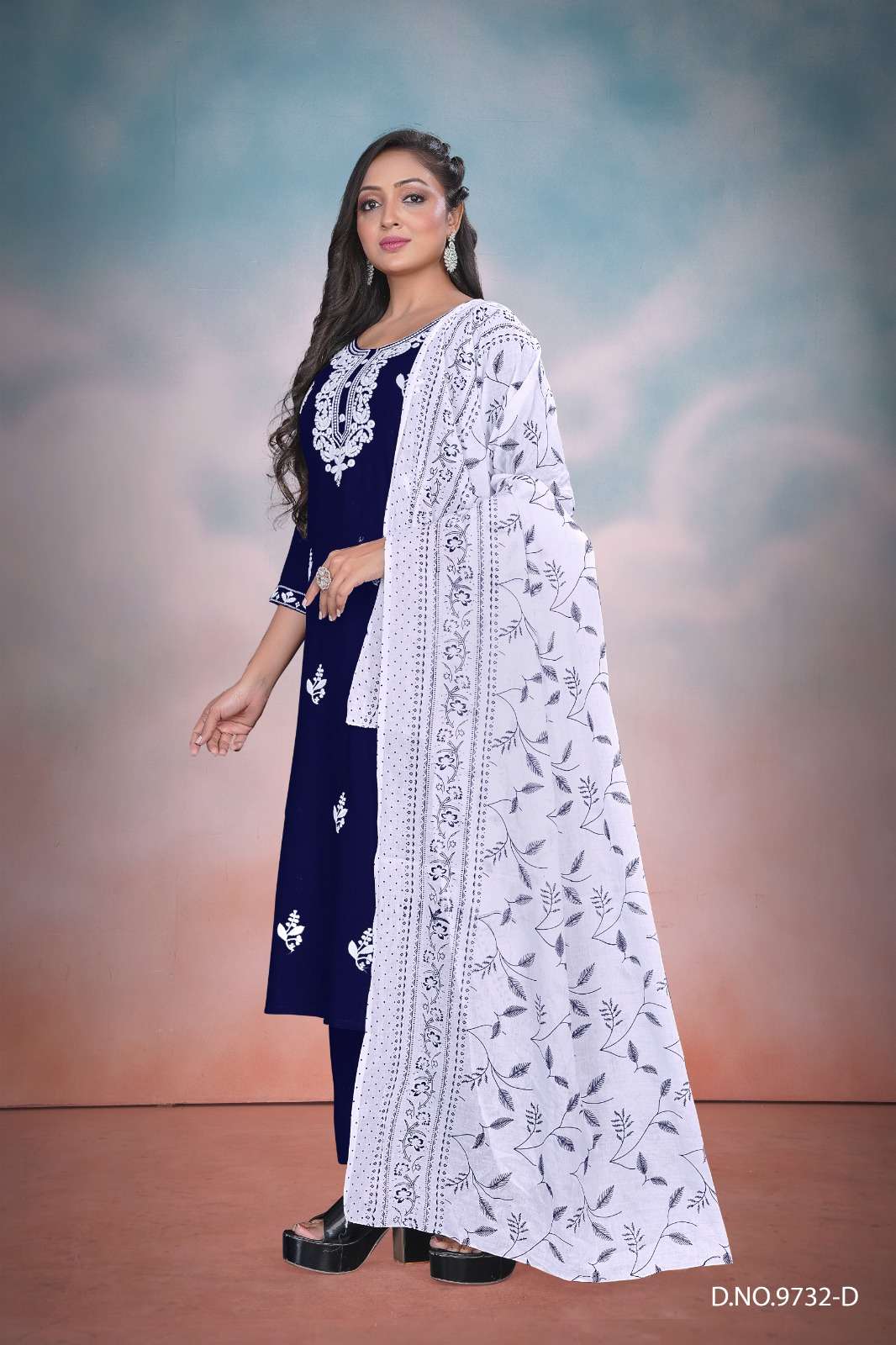 CHIKANKARI BY TEXOFAB RAYON TOP WITH HEAVY EMBROIDERY COTTON PRINT DUPATTA 