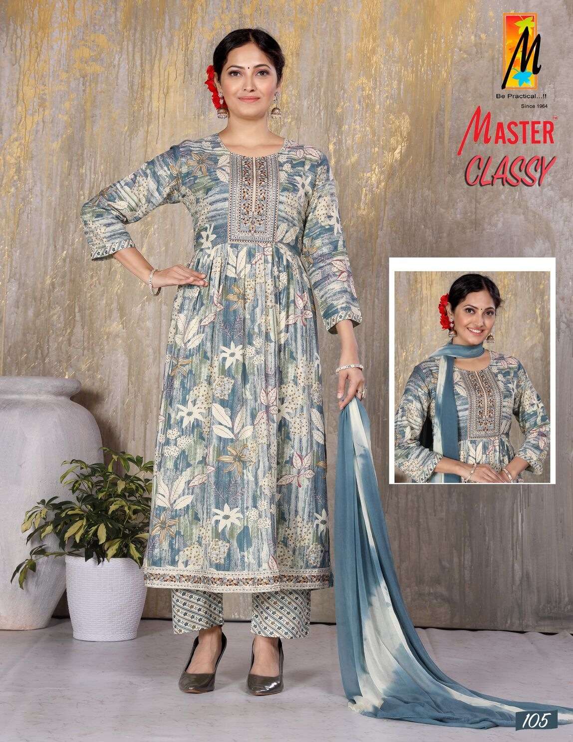 CLASSY BY MASTER 3 PCS IN GHERA STYLE WITH POCKET & DORI 