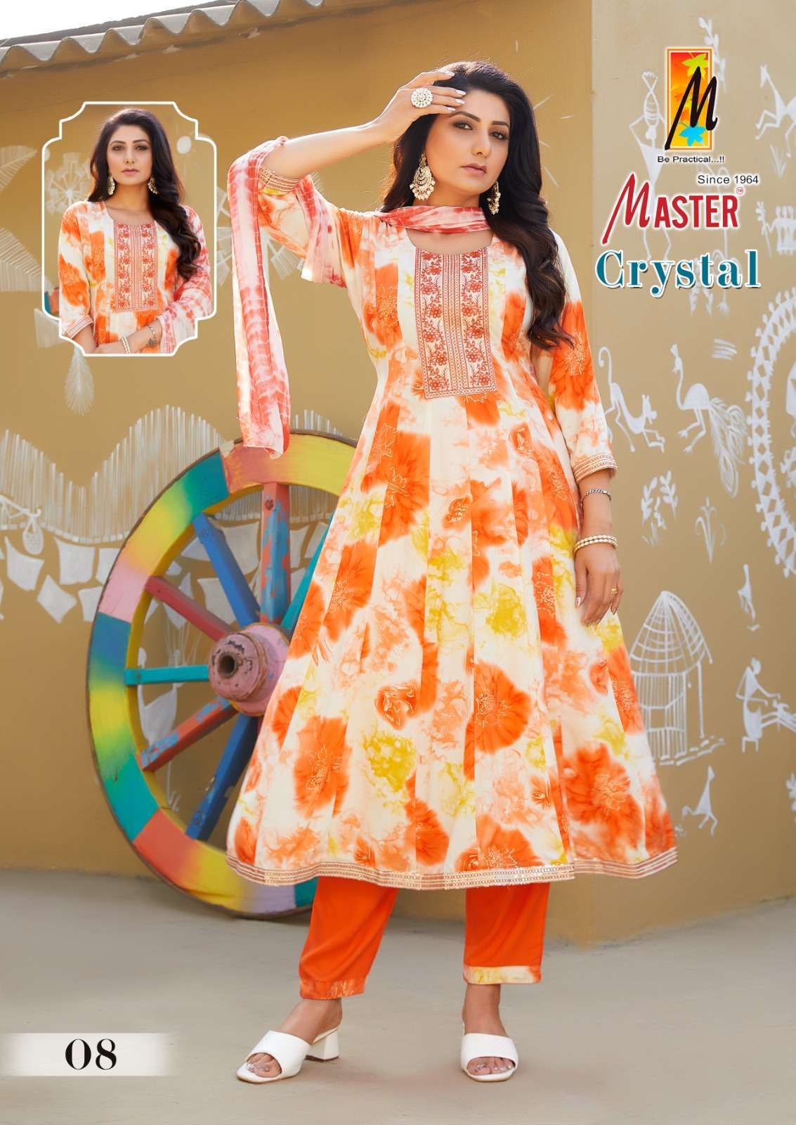 CRYSTAL GHERA BY MASTER RAYON PRINTED KURTI PANT WITH DUPATTA 