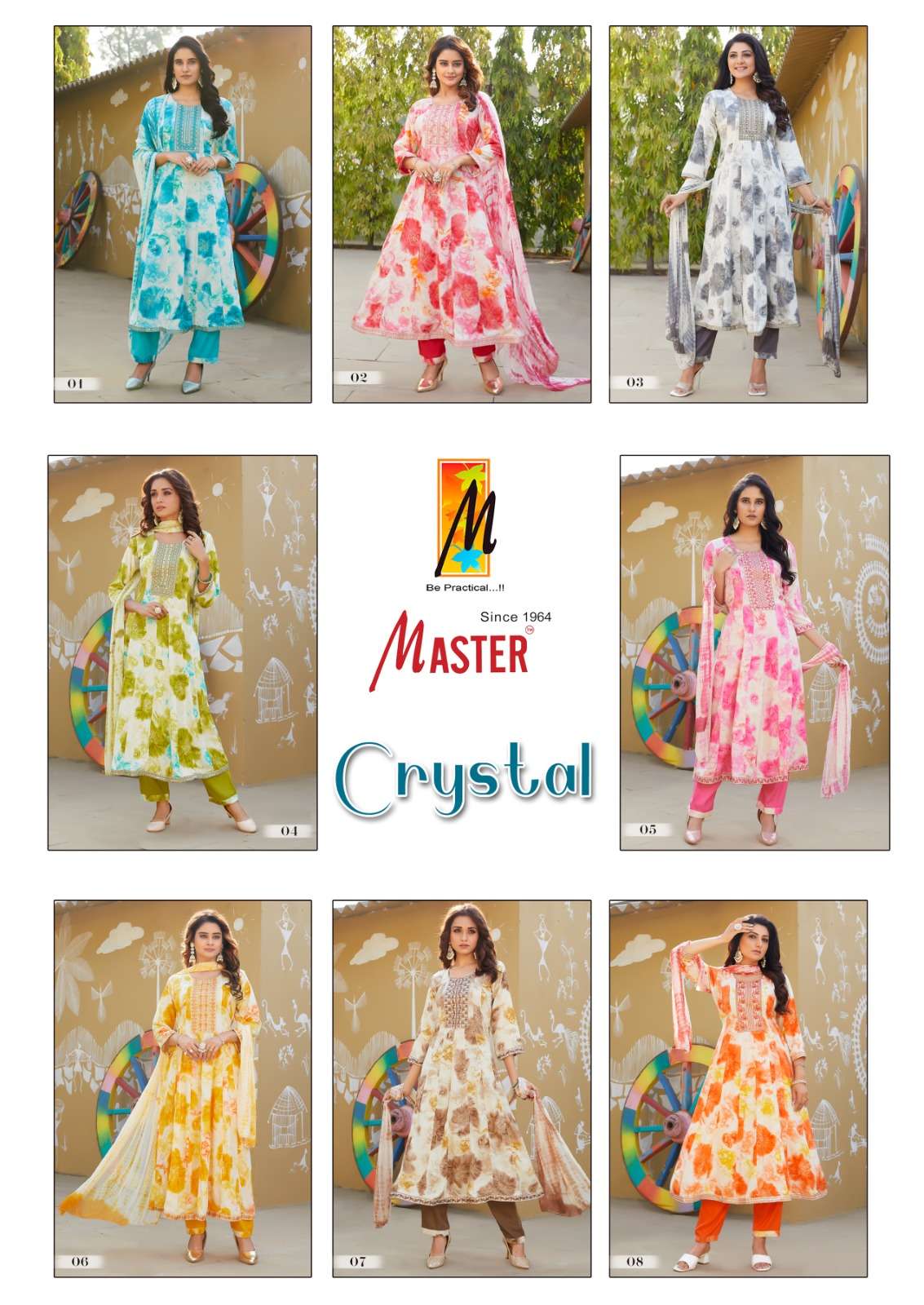 CRYSTAL GHERA BY MASTER RAYON PRINTED KURTI PANT WITH DUPATTA 
