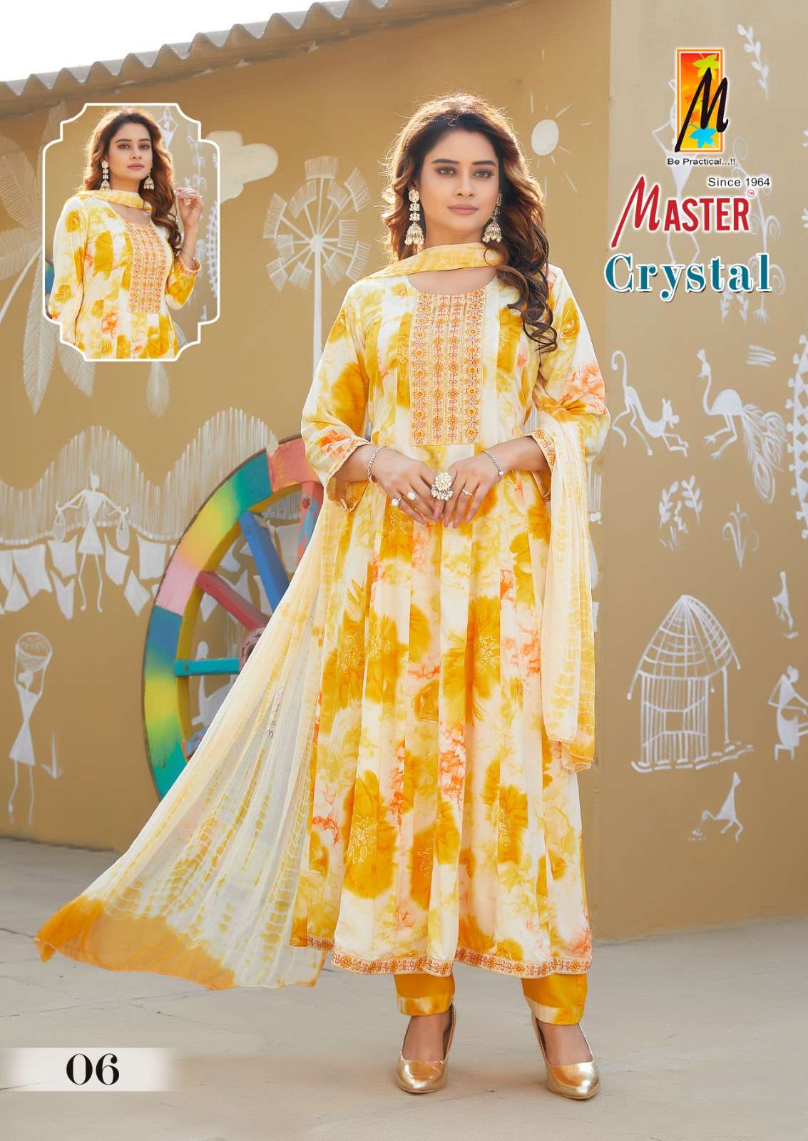 CRYSTAL GHERA BY MASTER RAYON PRINTED KURTI PANT WITH DUPATTA 