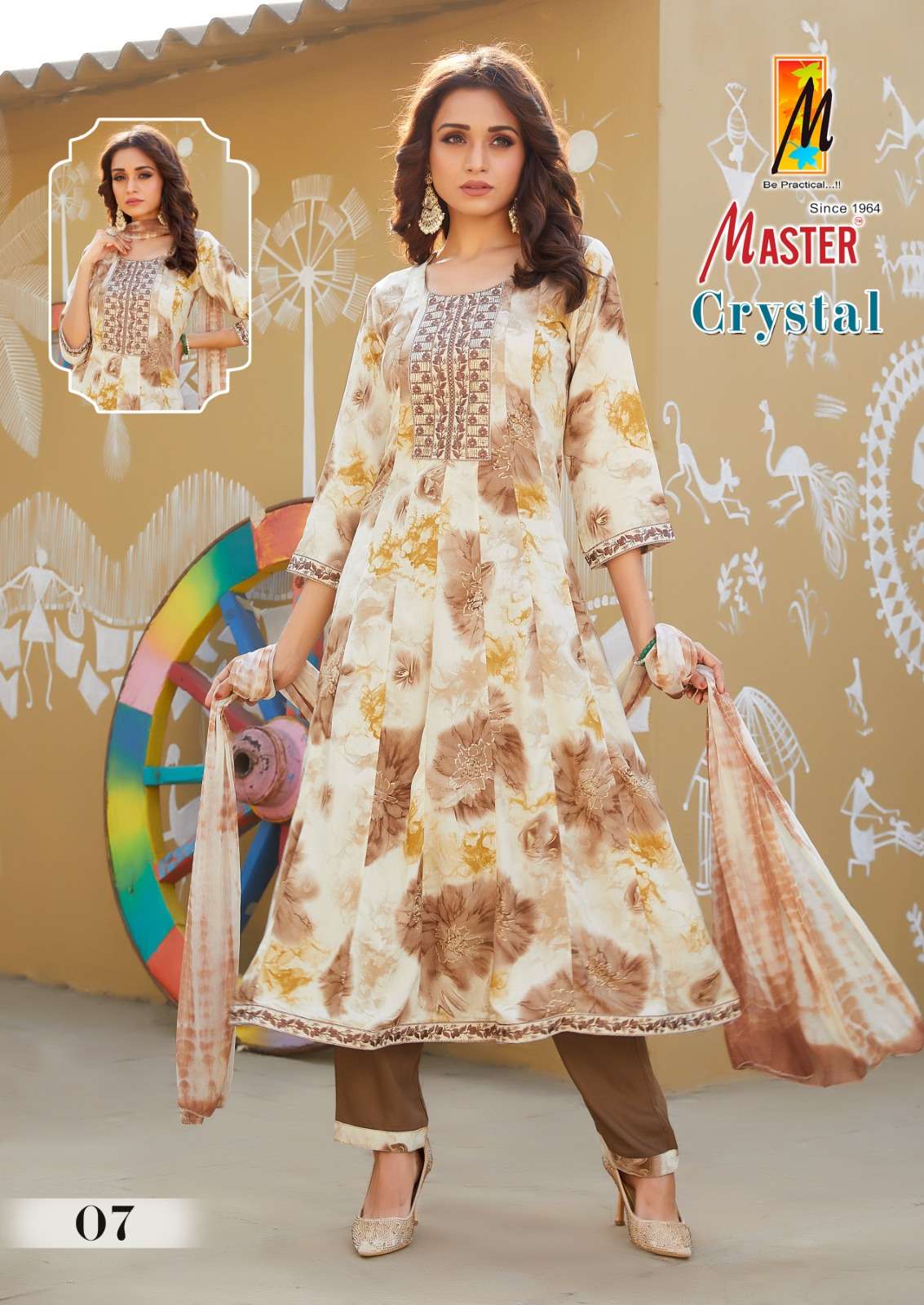 CRYSTAL GHERA BY MASTER RAYON PRINTED KURTI PANT WITH DUPATTA 