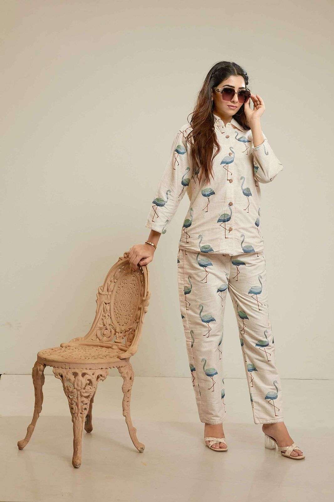 D.NO-891 BY TEXOFAB COTTON GREY TOP BOTTOM WITH BEAUTIFUL PRINT 
