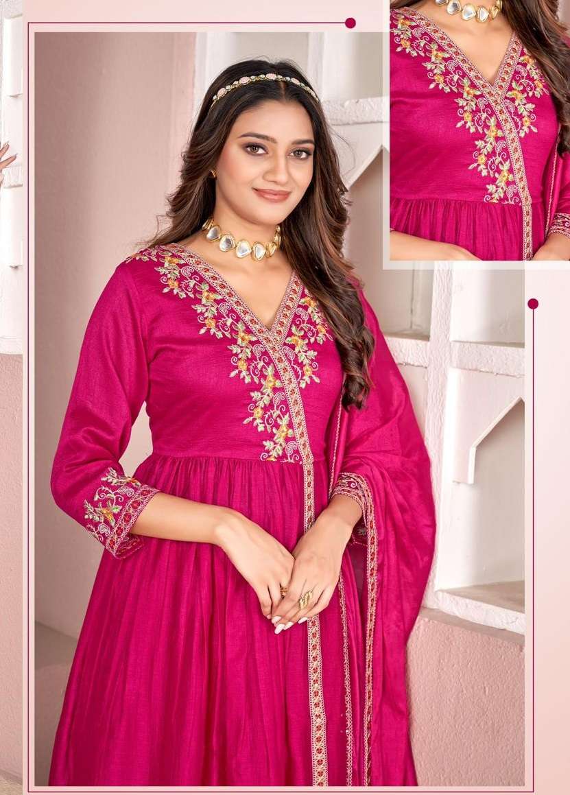 DESIGN NO. 3094 TO 3096 BY LADIES FLAVOUR HEAVY CHINON CHIFFON KURTI PLAZO WITH DUPATTA 