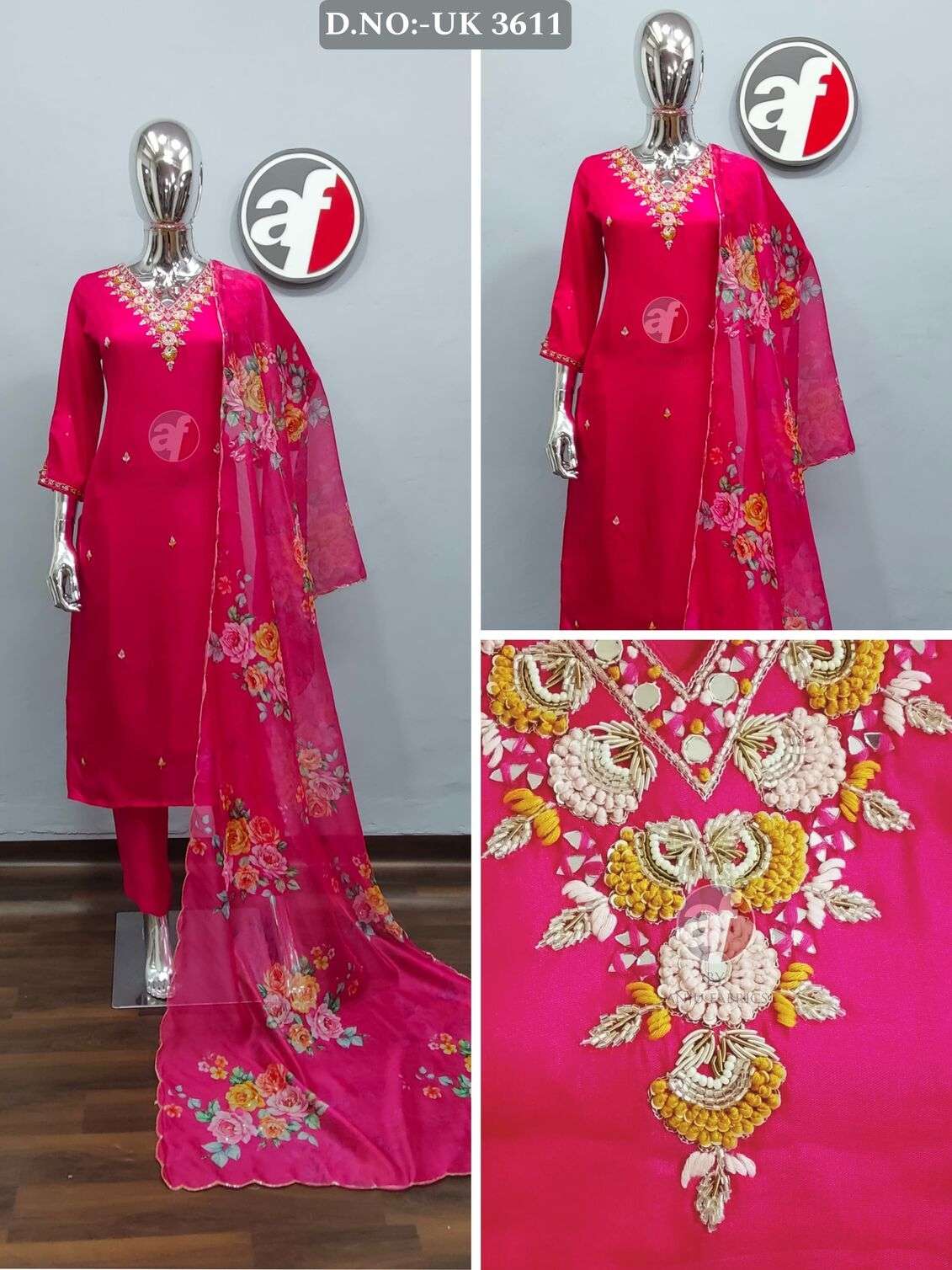 DESIGN NO- UK 3603 To 3612 BY ANJU FABRICS ORGANZA WITH DIGITAL PRINT 3PCS SET  