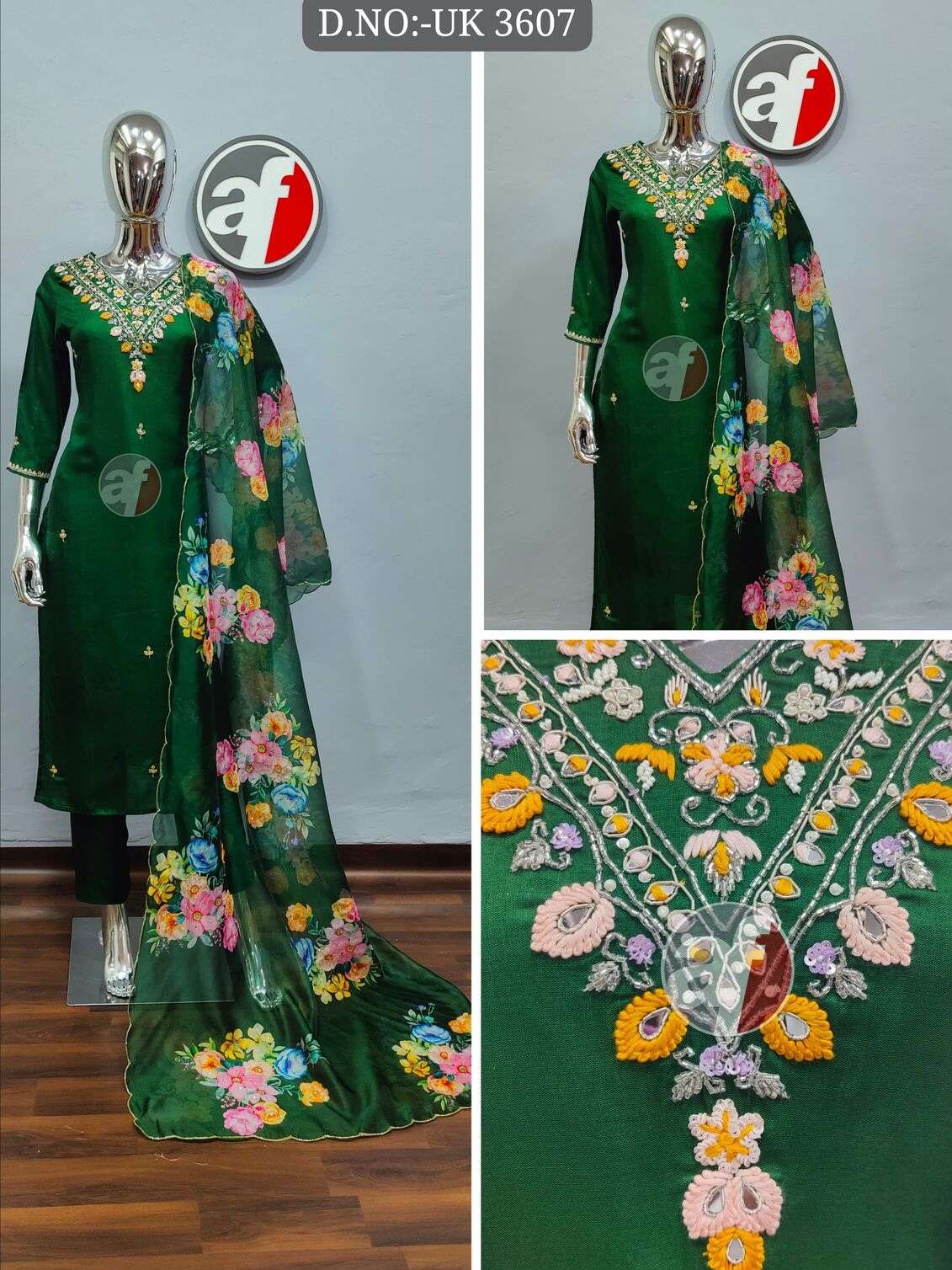 DESIGN NO- UK 3603 To 3612 BY ANJU FABRICS ORGANZA WITH DIGITAL PRINT 3PCS SET  