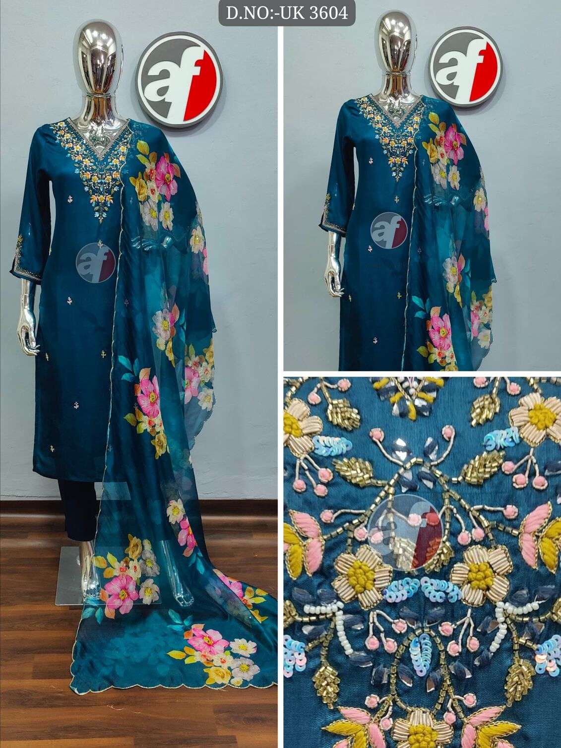 DESIGN NO- UK 3603 To 3612 BY ANJU FABRICS ORGANZA WITH DIGITAL PRINT 3PCS SET  