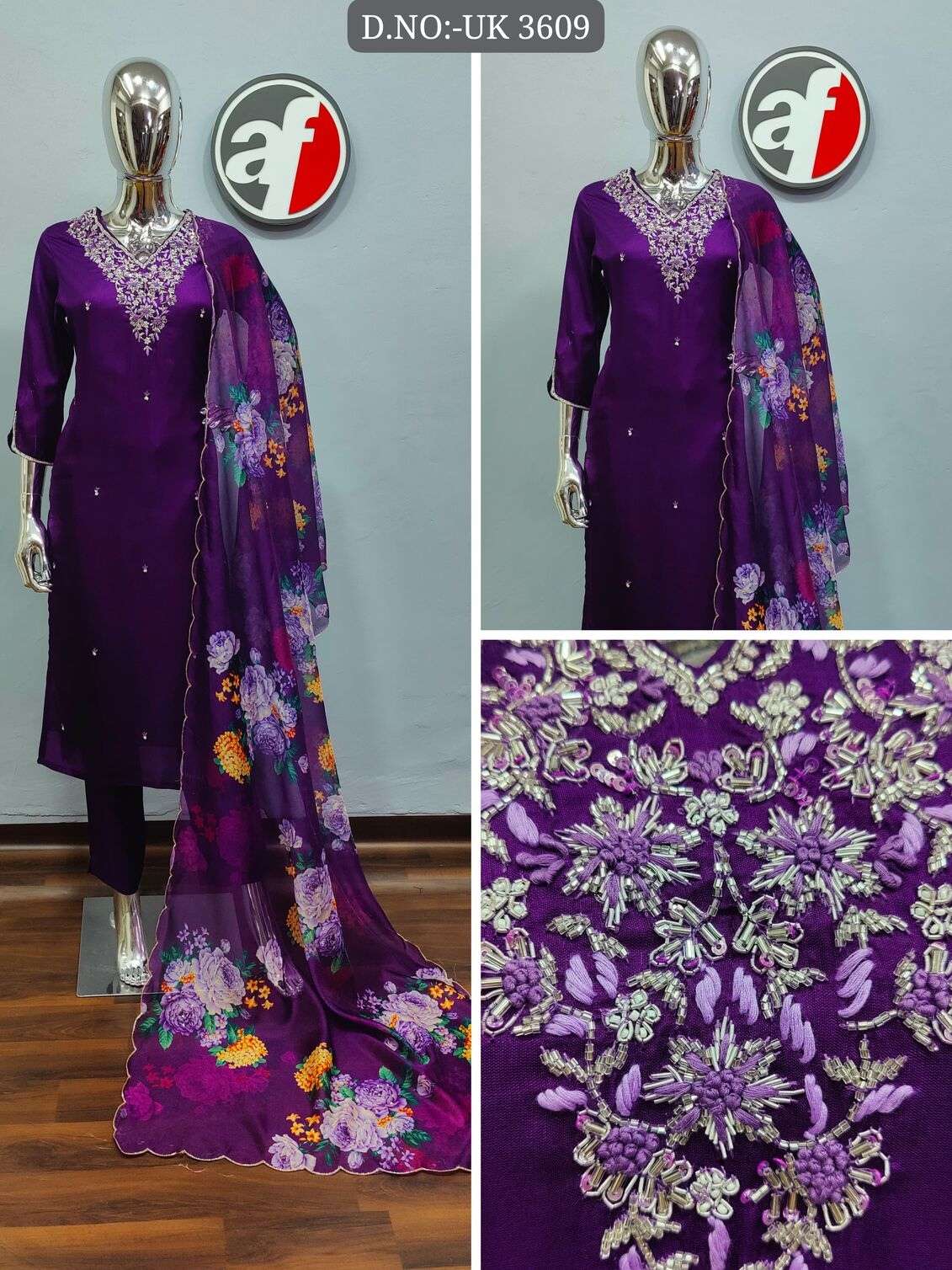 DESIGN NO- UK 3603 To 3612 BY ANJU FABRICS ORGANZA WITH DIGITAL PRINT 3PCS SET  