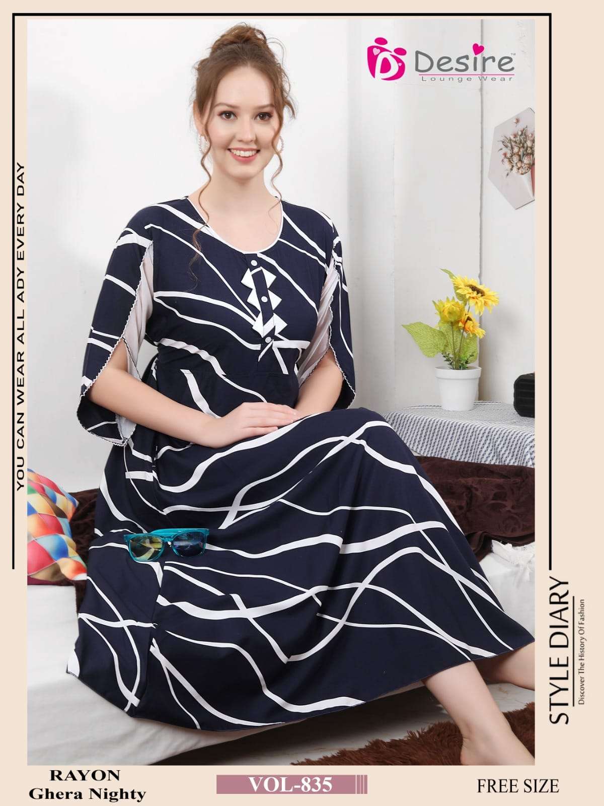 DESIRE PRESENT RAYON PRINTED GHERA NIGHTY 