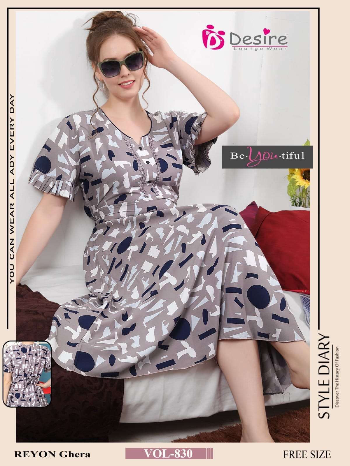 DESIRE PRESENT RAYON PRINTED GHERA NIGHTY 