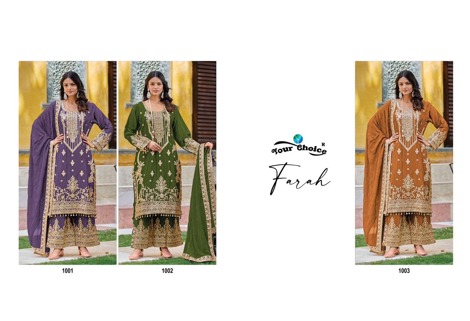 FARAH BY YOUR CHOICE PURE CHINON INDIAN PAKISTANI EMBROIDERY DRESS 