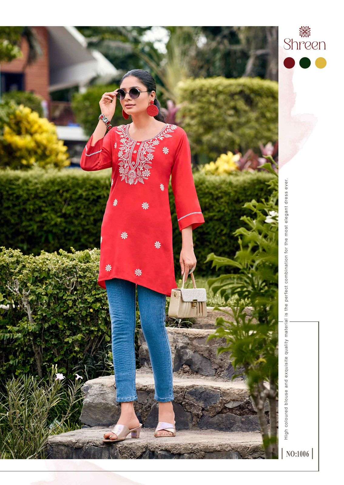 FUSION BY SHREEN RAYON TRENDY WESTERN LUCKNOWI WORK TUNICS 