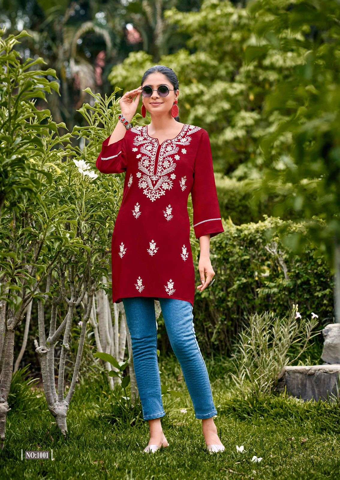 FUSION BY SHREEN RAYON TRENDY WESTERN LUCKNOWI WORK TUNICS 