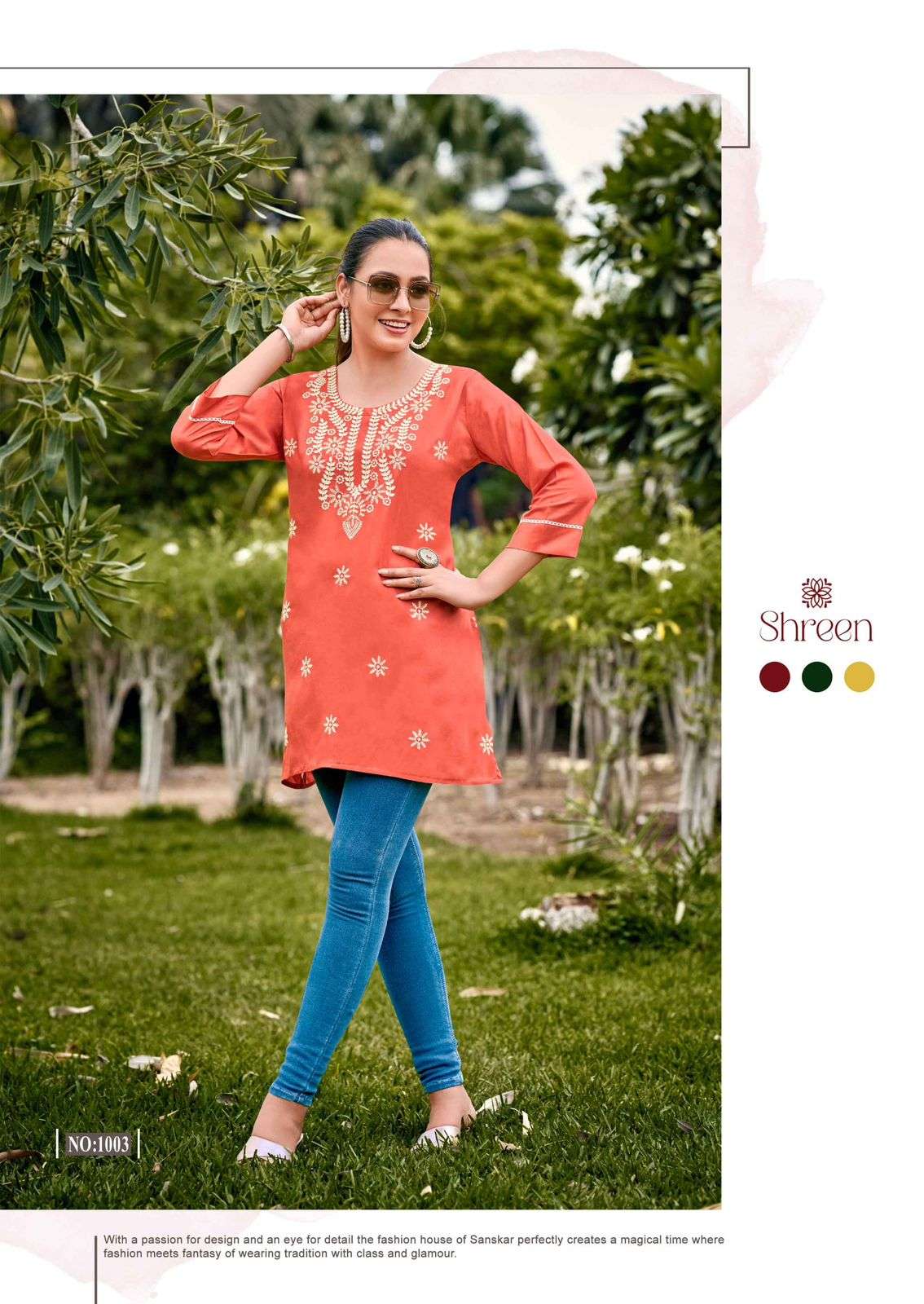 FUSION BY SHREEN RAYON TRENDY WESTERN LUCKNOWI WORK TUNICS 