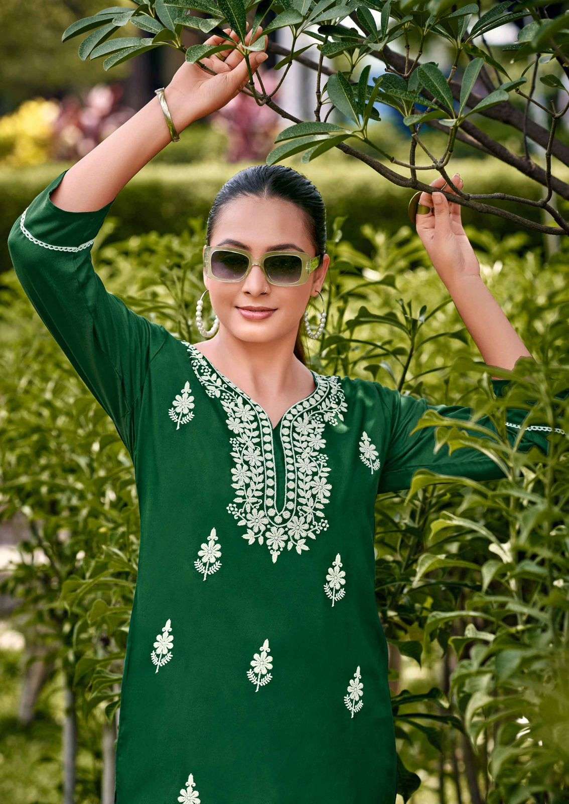 FUSION BY SHREEN RAYON TRENDY WESTERN LUCKNOWI WORK TUNICS 