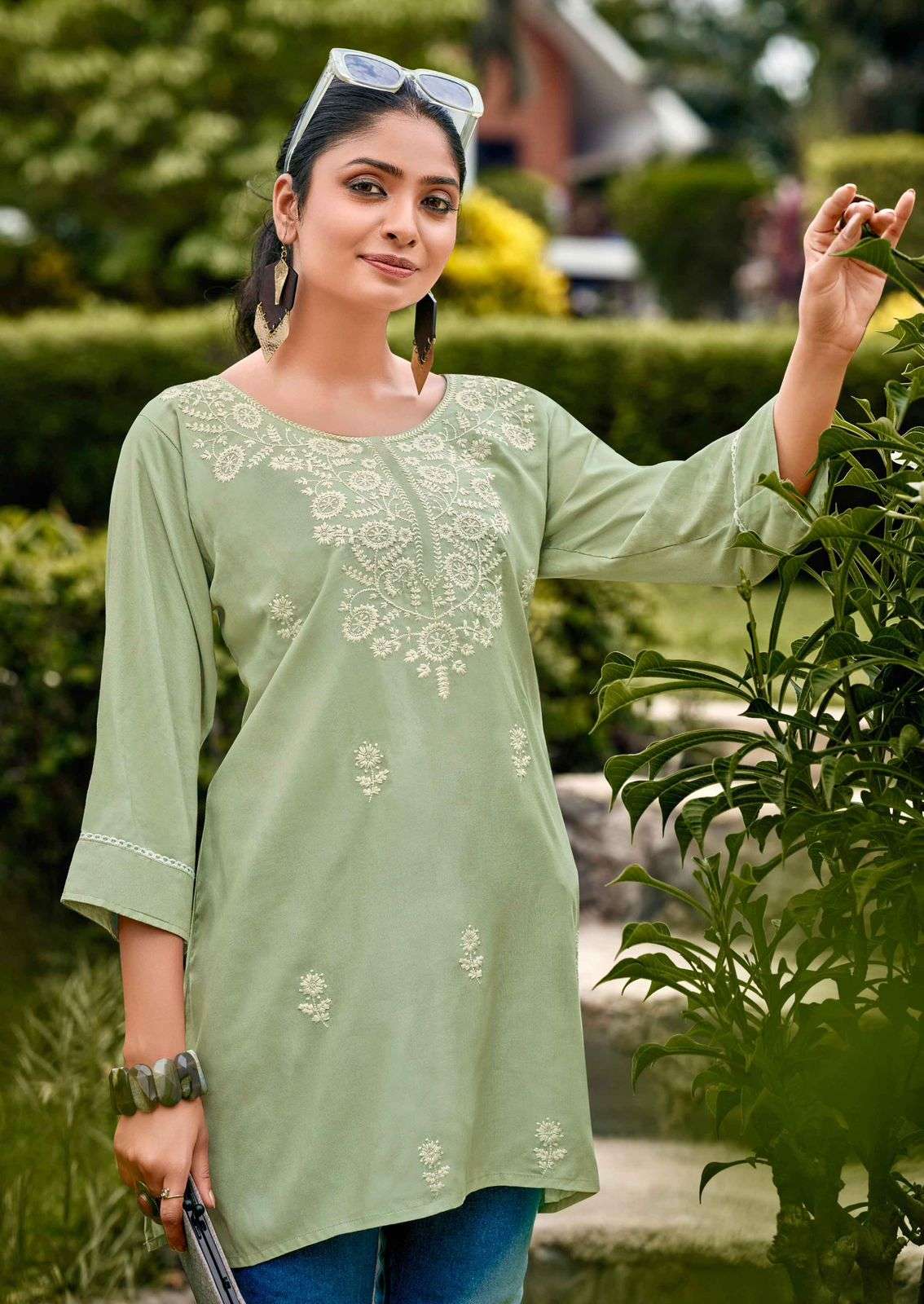 FUSION BY SHREEN RAYON TRENDY WESTERN LUCKNOWI WORK TUNICS 