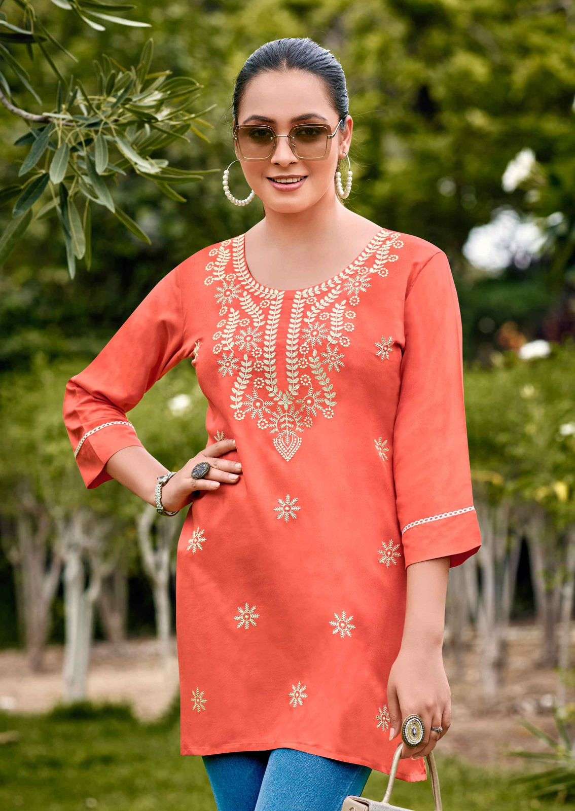 FUSION BY SHREEN RAYON TRENDY WESTERN LUCKNOWI WORK TUNICS 