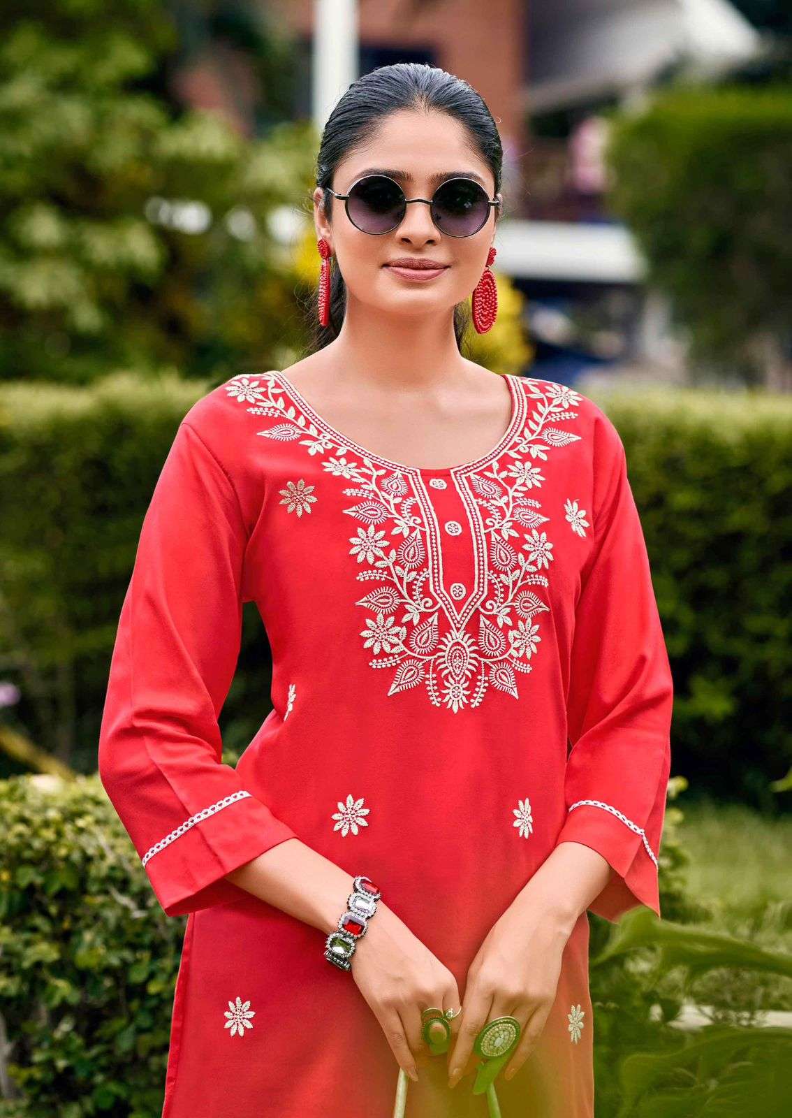 FUSION BY SHREEN RAYON TRENDY WESTERN LUCKNOWI WORK TUNICS 