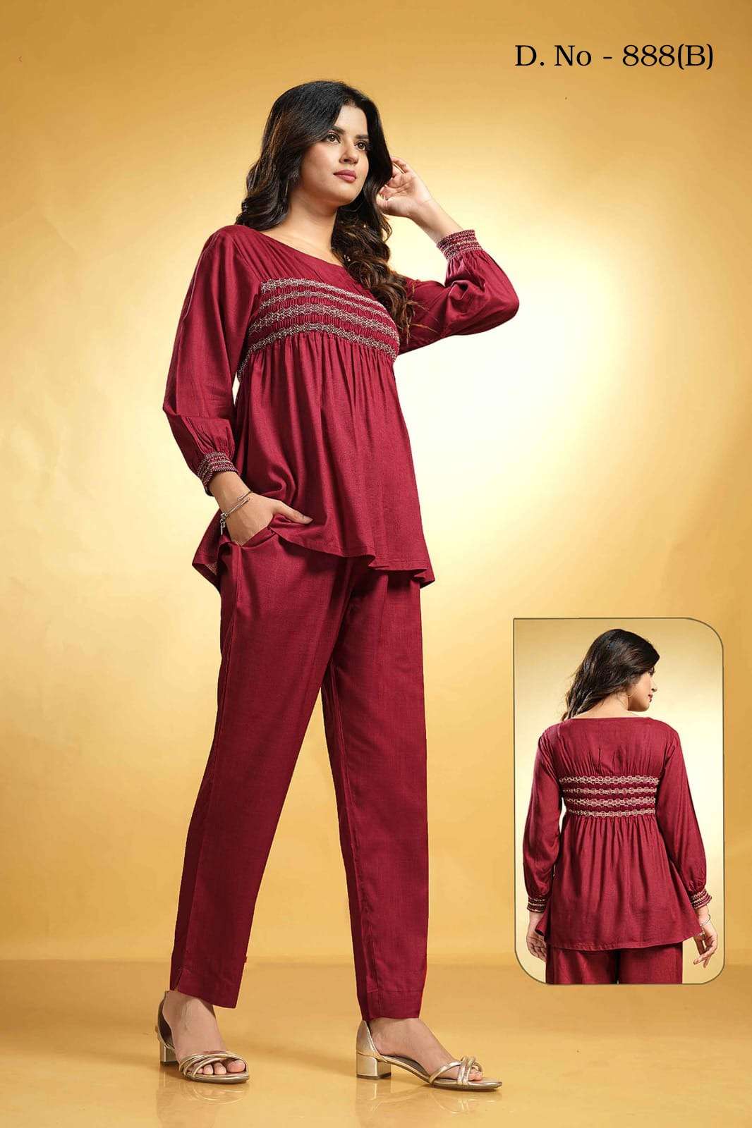 GA D.NO 888 B TOP & BOTTOM WITH POCKET STYLISH 2 PIECE CO-ORD SET