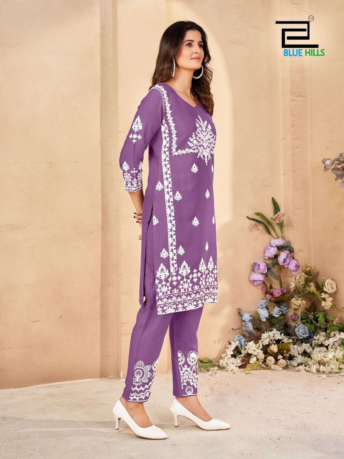 GALAXY BY BLUE HILLS RAYON FABRIC WITH CHAIN STITCH EMBROIDERY PANT WITH WORK 