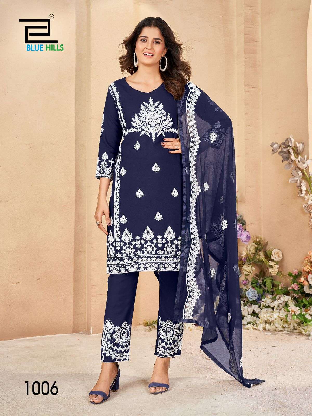 GALAXY BY BLUE HILLS RAYON FABRIC WITH CHAIN STITCH EMBROIDERY PANT WITH WORK 