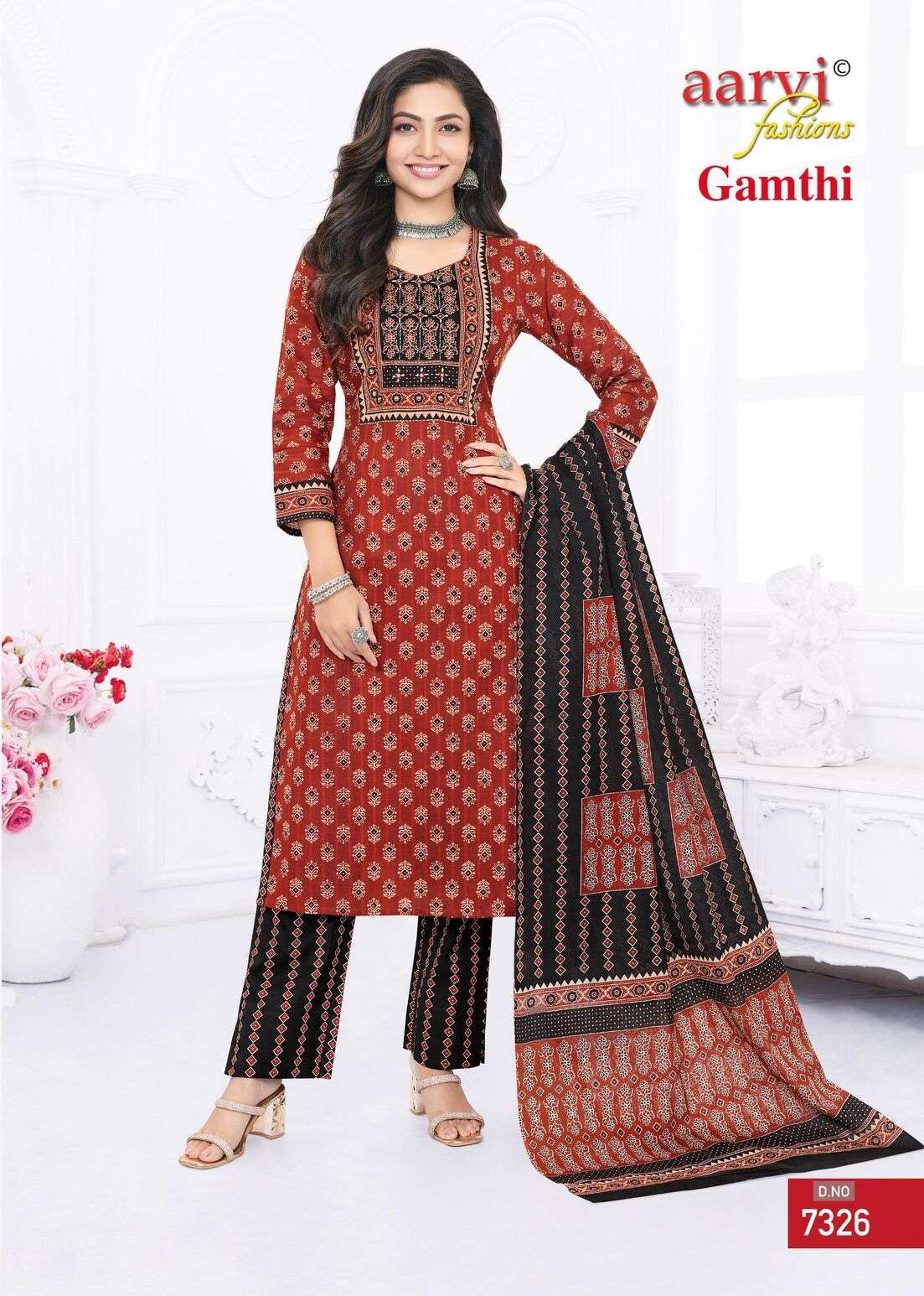 GAMTHI VOL-5 BY AARVI FASHION KATHA HANDWORK PRINTED 3 PCS SET 