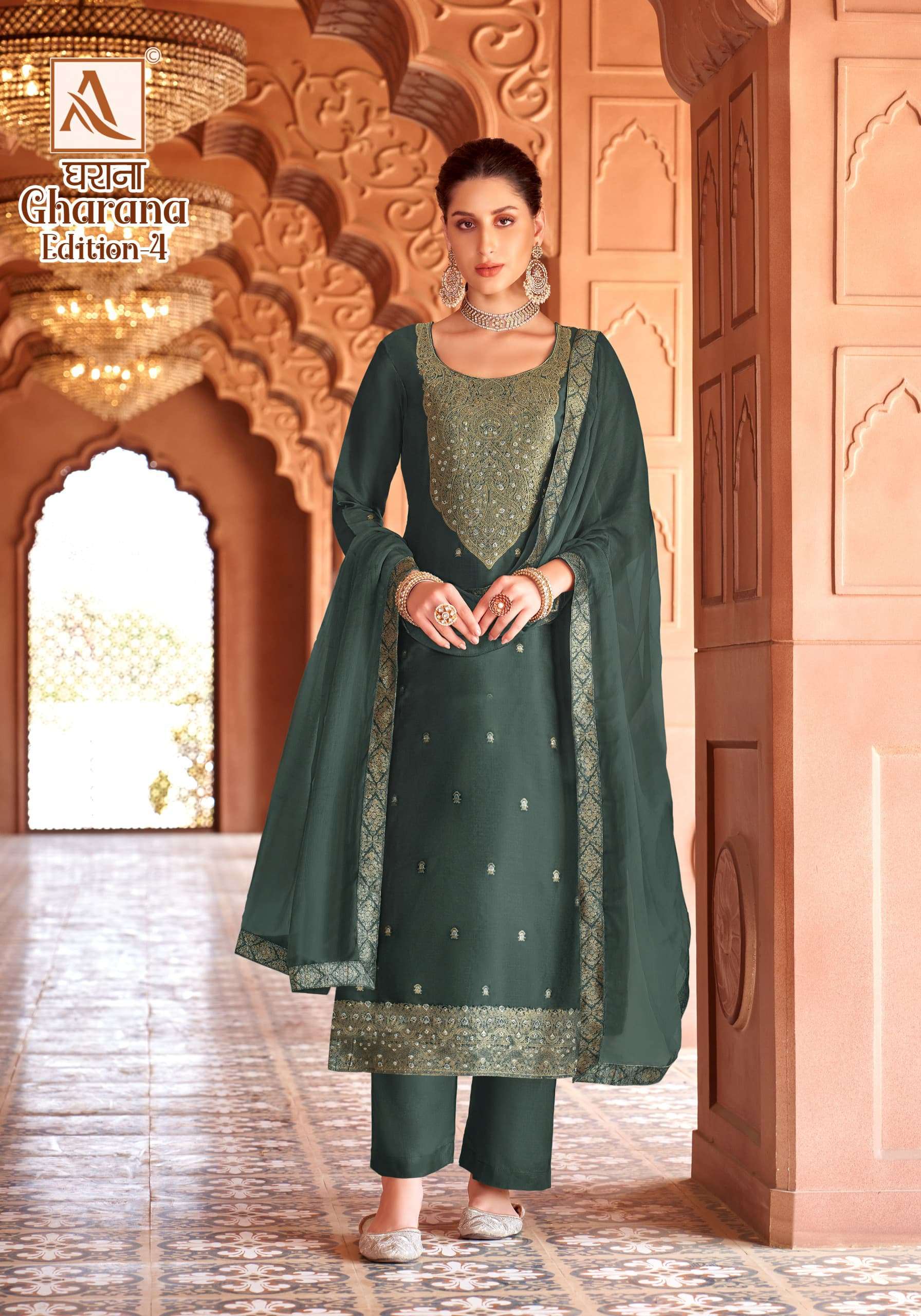 GHARANA VOL-4 BY ALOK SUIT PREMIUM DOLA JACQUARD DESIGNER SUIT 