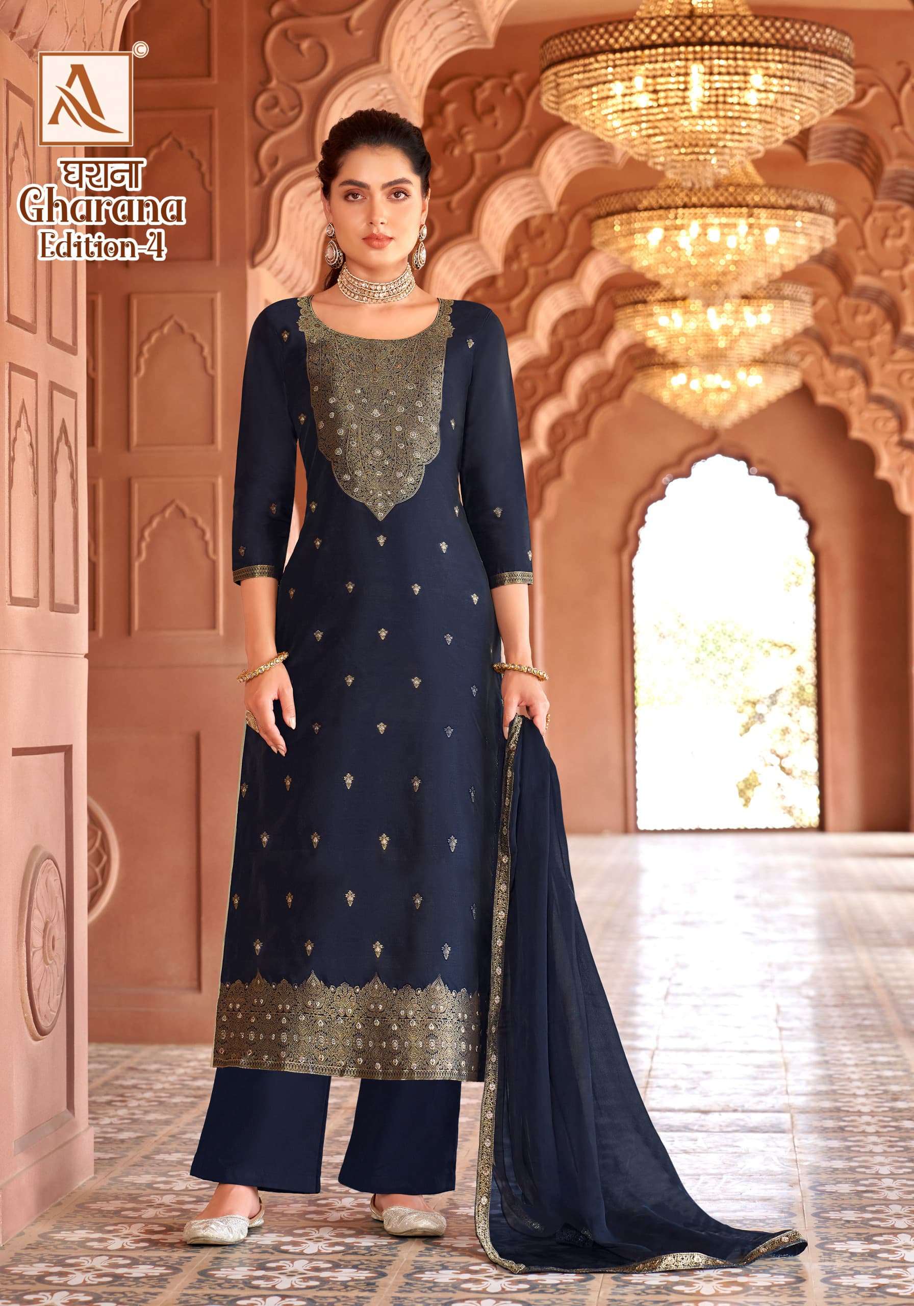 GHARANA VOL-4 BY ALOK SUIT PREMIUM DOLA JACQUARD DESIGNER SUIT 
