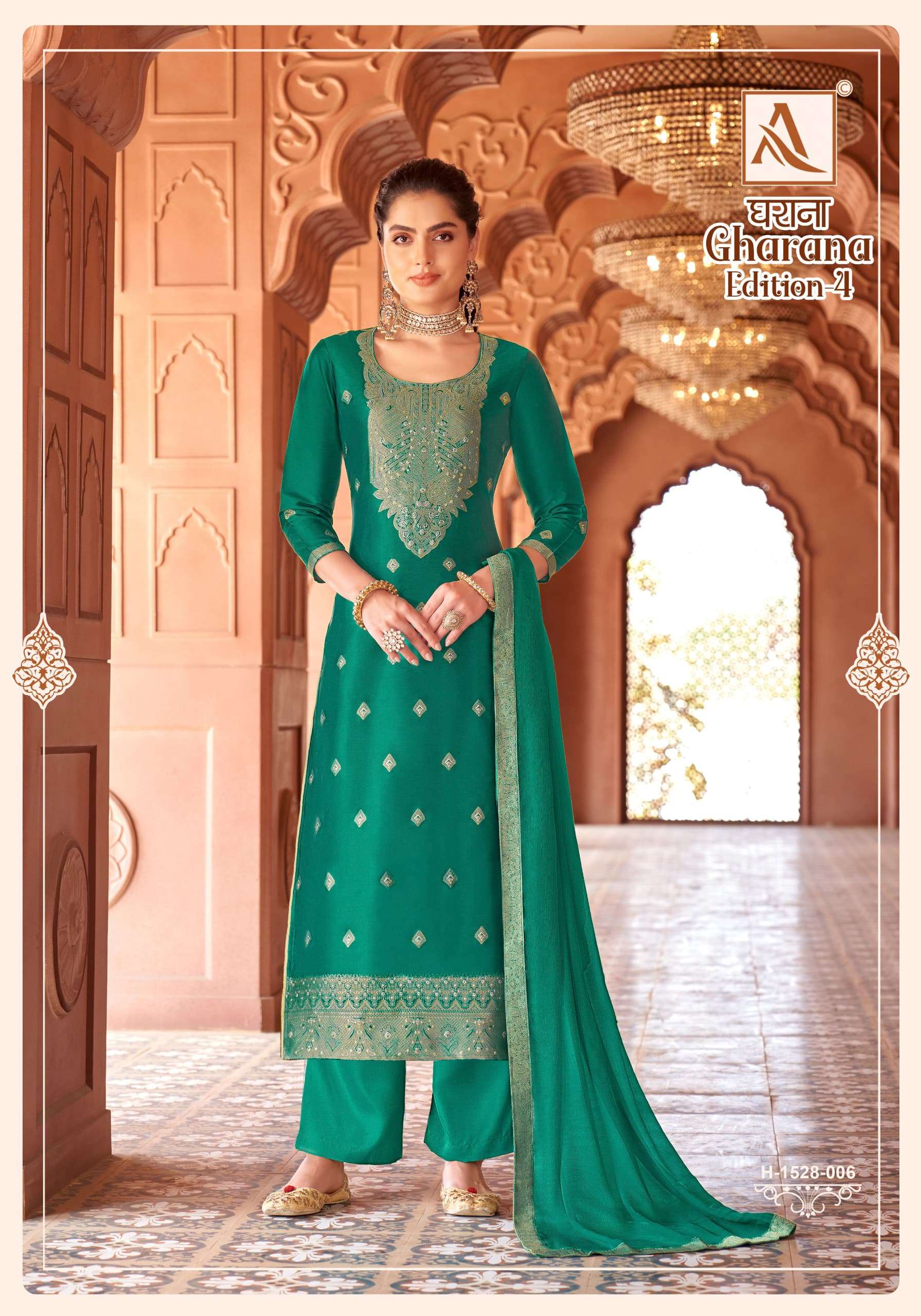GHARANA VOL-4 BY ALOK SUIT PREMIUM DOLA JACQUARD DESIGNER SUIT 