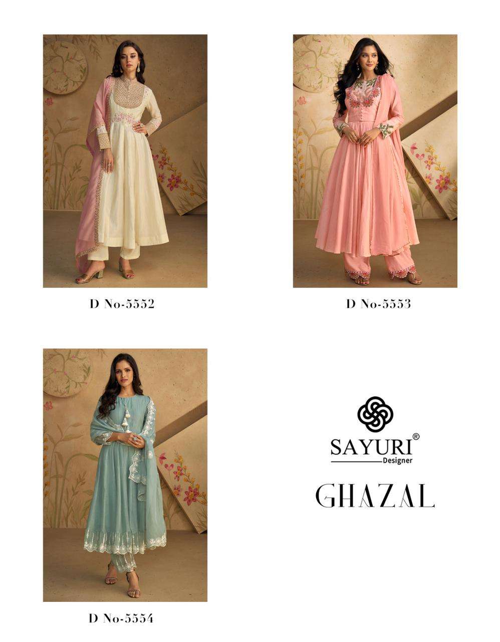 GHAZAL BY SAYURI DESIGNER PURE REAL SILK EMBROIDERY KURTI PANT WITH DUPATTA 
