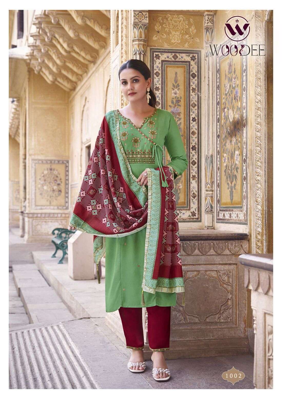 GOLDEN PEARL VOL-1 BY WOODEE PREMIUM SOFT MUSLIN DIGITAL PRINT WITH LATKAN 3 PCS SET